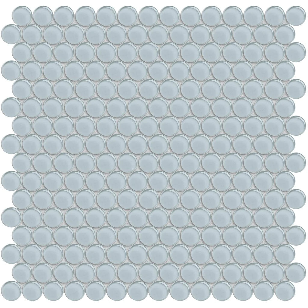 Penny Round Skylight on 11.5"x11.75" Mesh Glass Mosaic Tile Element Series - Aquatica Collection
