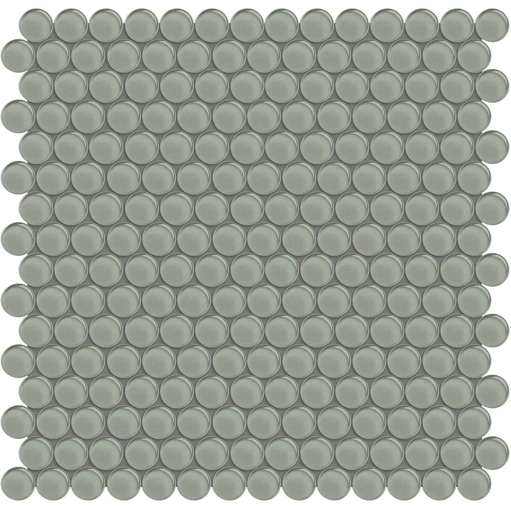 Penny Round Smoke on 11.5"x11.75" Mesh Glass Mosaic Tile Element Series - Aquatica Collection