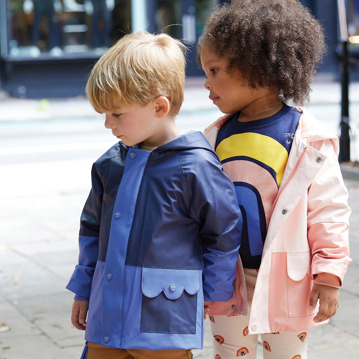 Colorblock Kid Raincoat - Peri Blue/ Navy