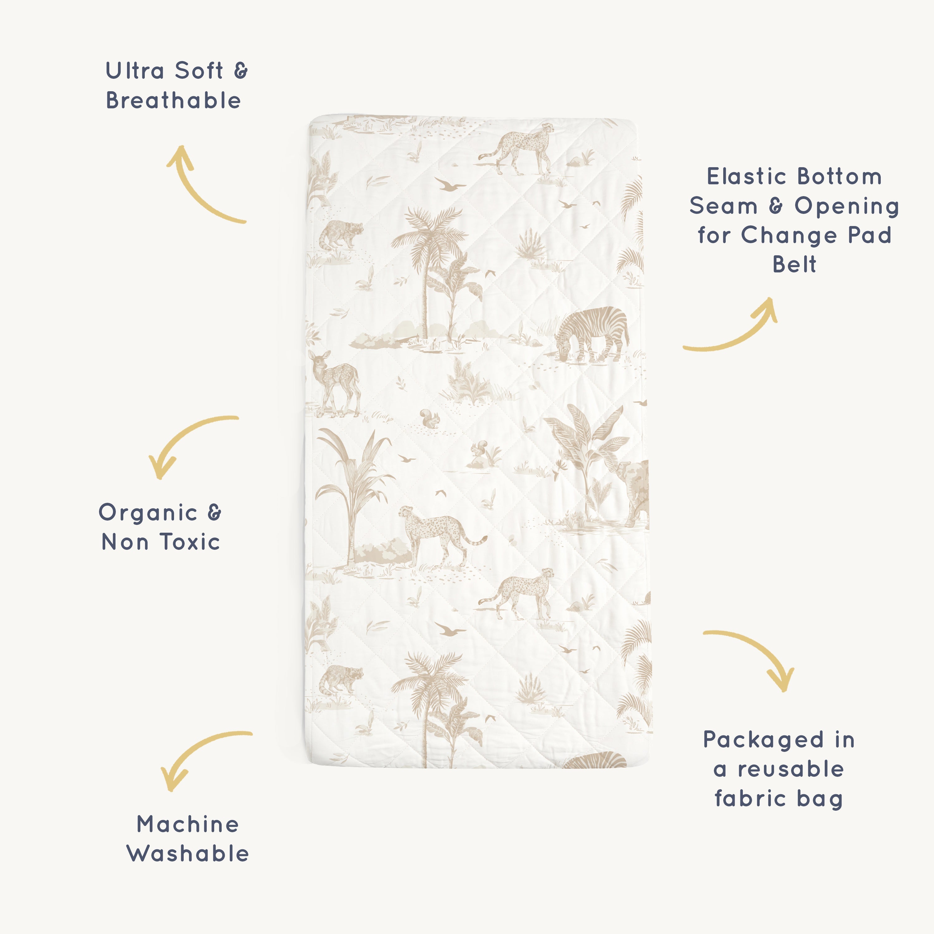 Organic Changing Pad Cover - Safari Changing Pad Cover Makemake Organics   