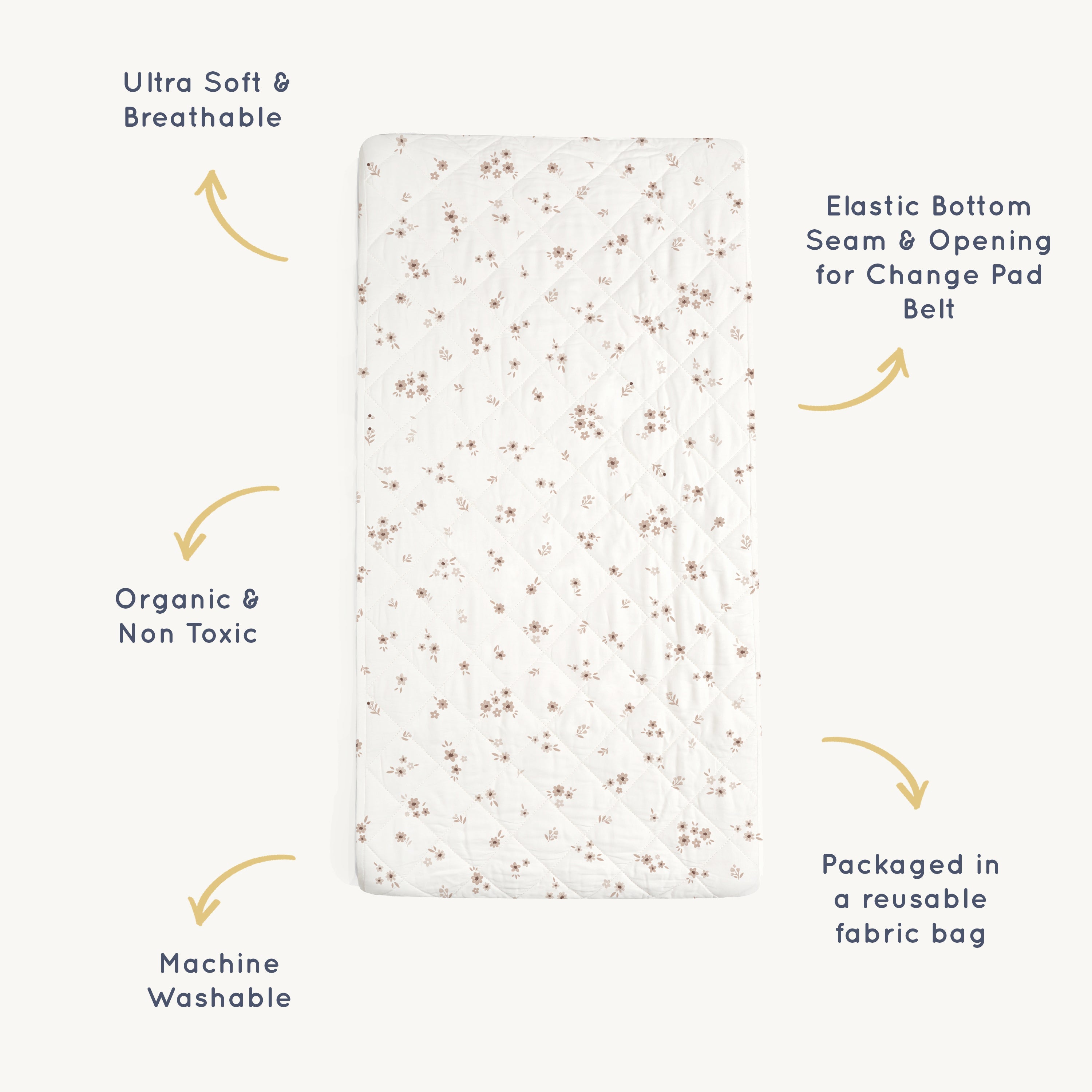 Organic Changing Pad Cover - Bloom Changing Pad Cover Makemake Organics   