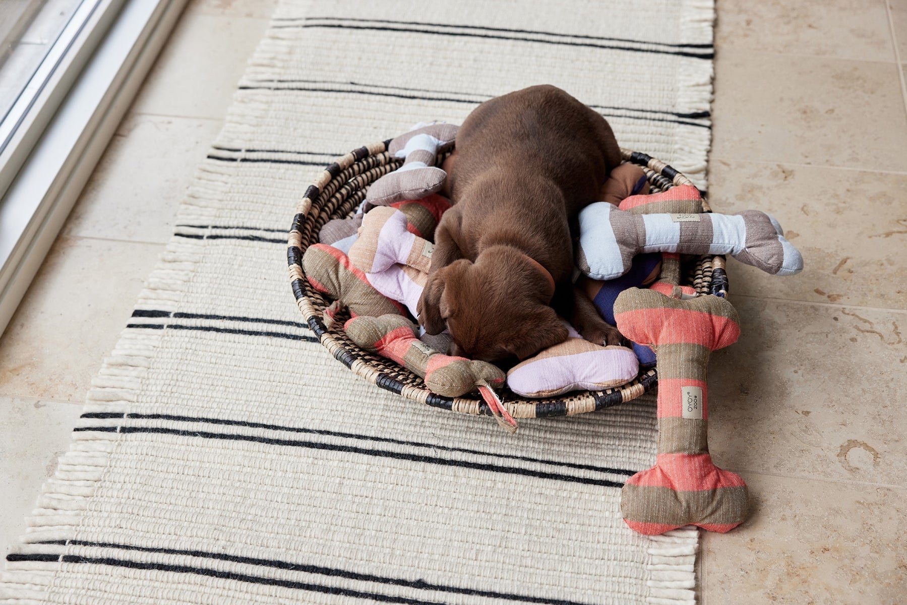 Ashi Dog Toy - Cherry Red/Taupe