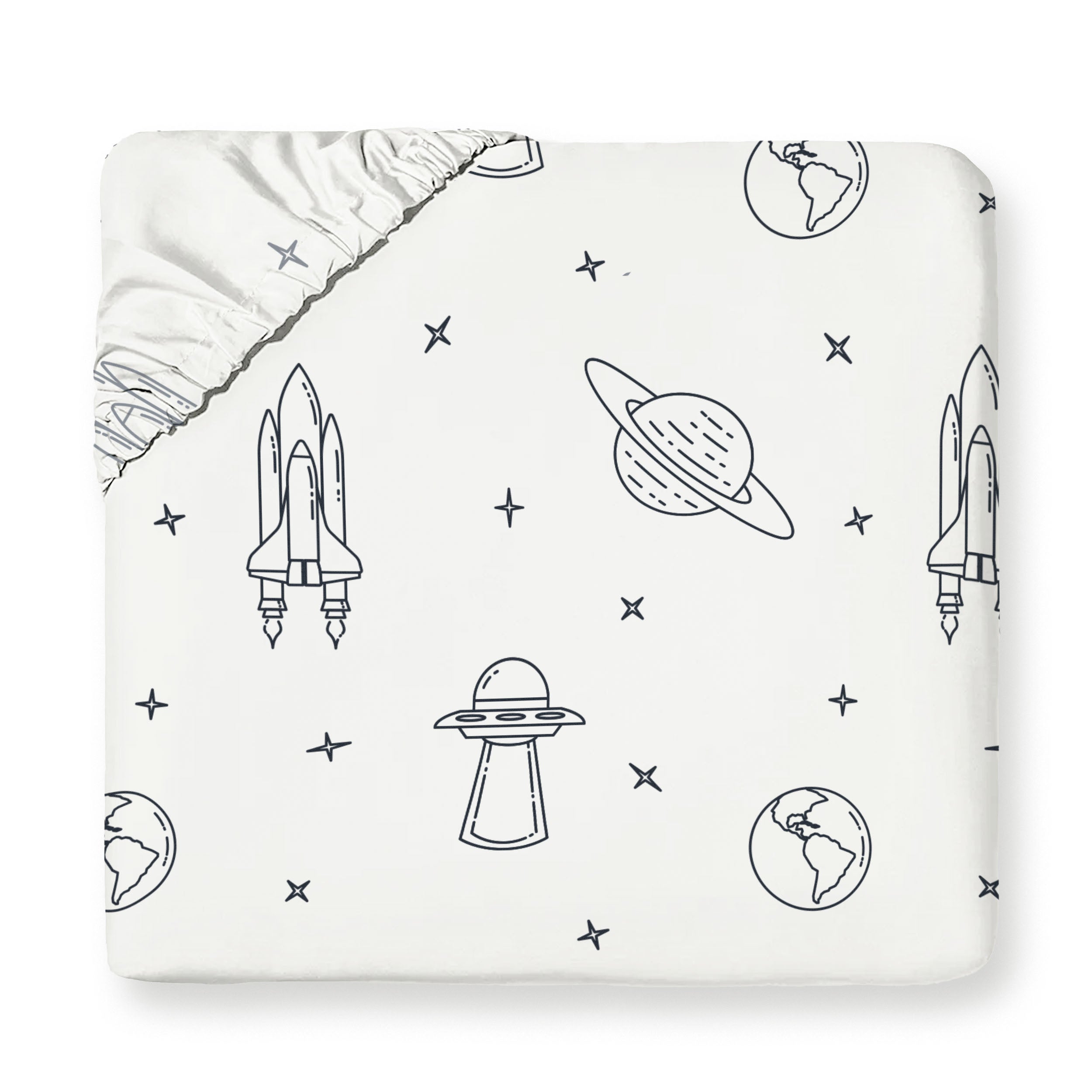 Organic Kids Fitted Sheet - Celestial Fitted Sheet Set Makemake Organics   