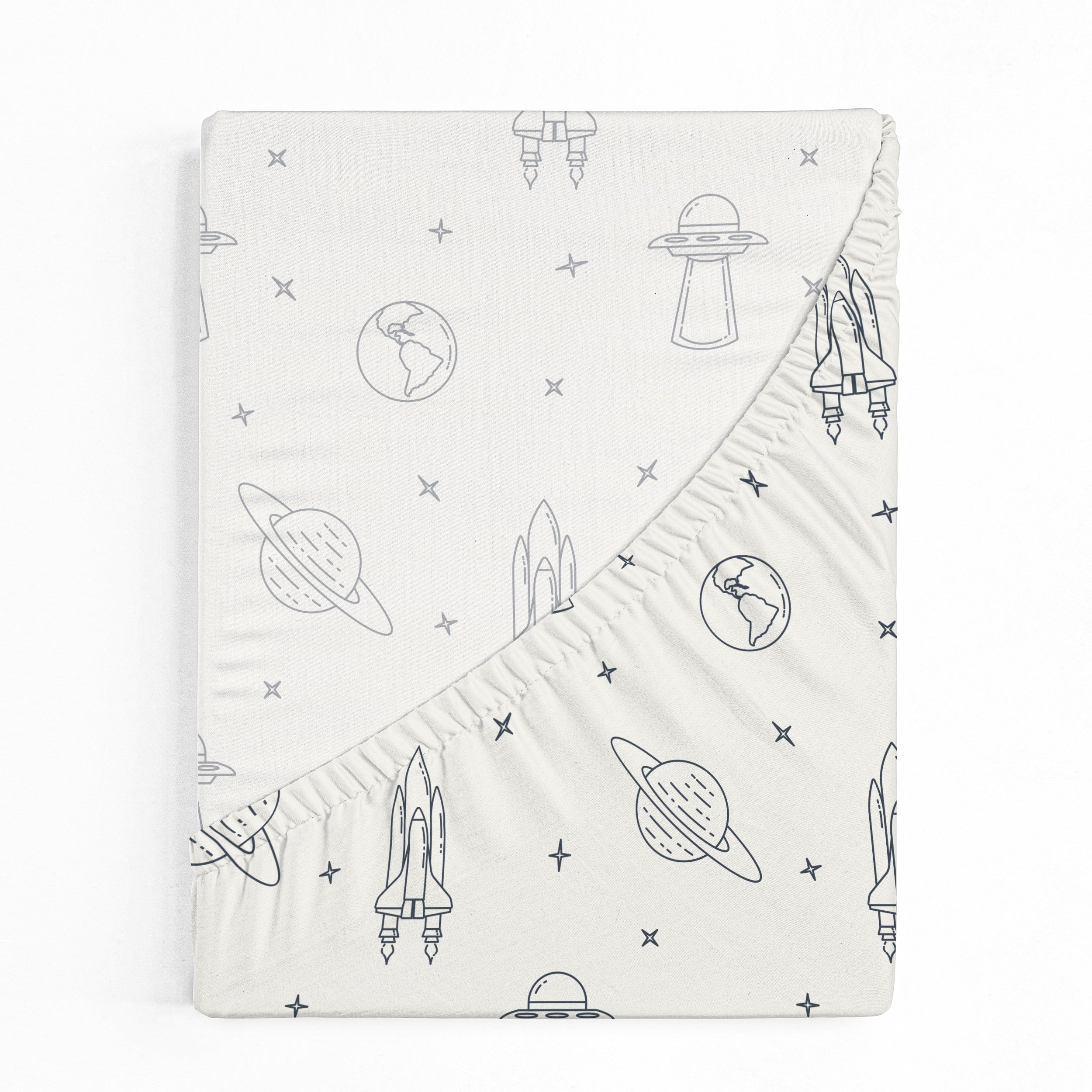 Crib Fitted Sheet with Pillowcase - Celestial Crib Sheet Makemake Organics   