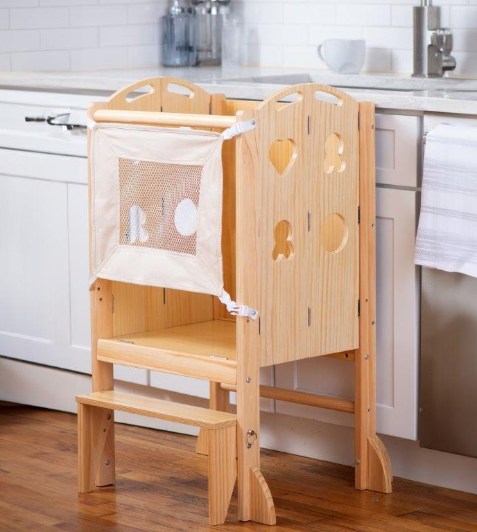 Plum - 3 in 1 Foldable Kitchen Tower, Step Stool and Chalkboard Indoor Avenlur.com   