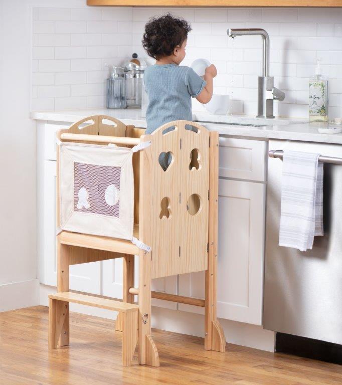 Plum - 3 in 1 Foldable Kitchen Tower, Step Stool and Chalkboard Indoor Avenlur.com   