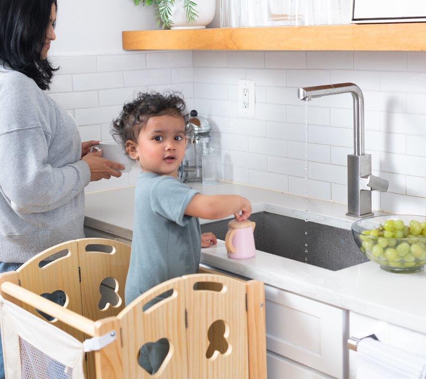 Plum - 3 in 1 Foldable Kitchen Tower, Step Stool and Chalkboard Indoor Avenlur.com   