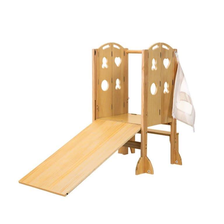 Laurel 4-in-1 Foldable Kitchen Tower, Step Stool, Slide & Chalkboard for Toddlers