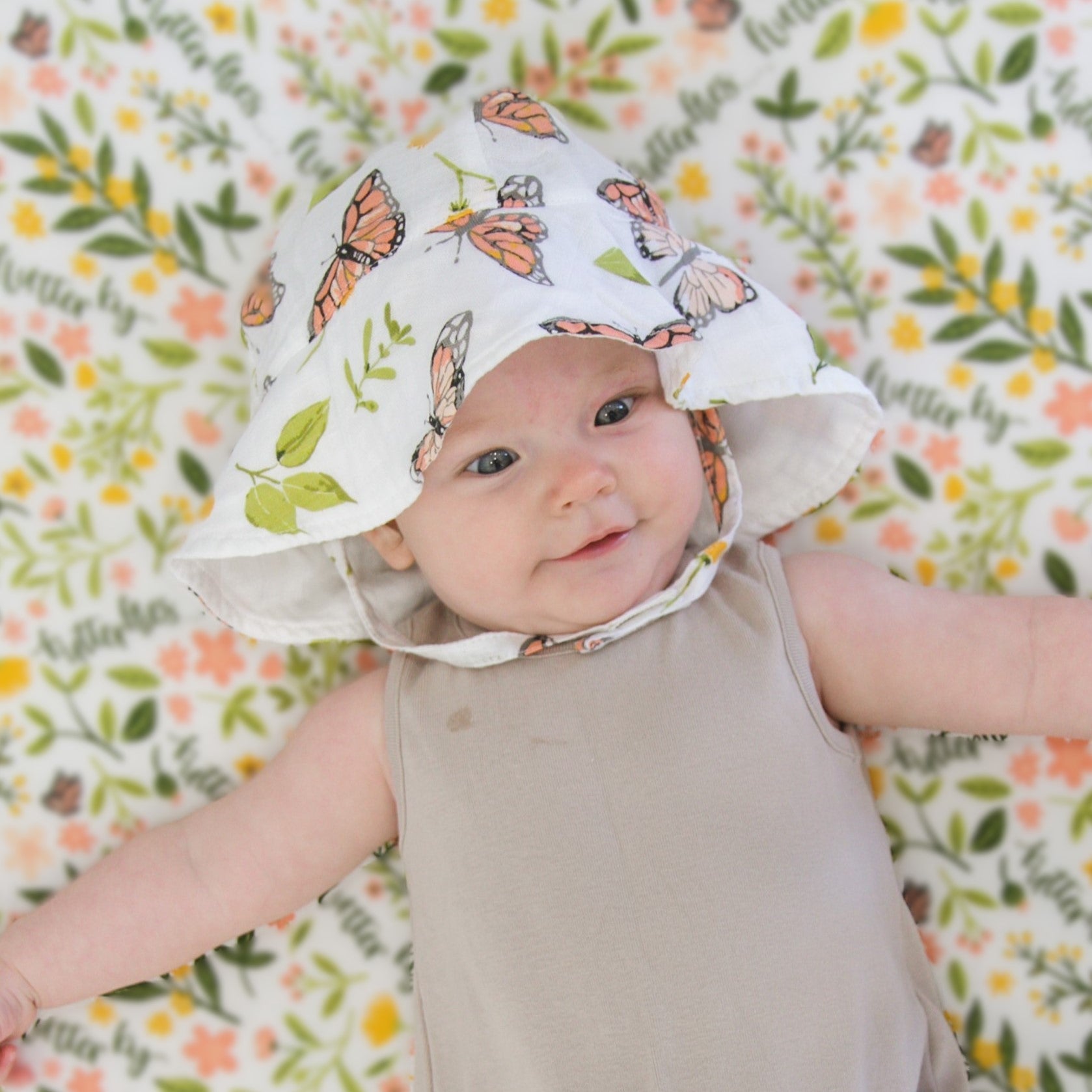 Butterfly Oh So Soft Muslin Sun Hat Sun Hat Bebe au Lait   