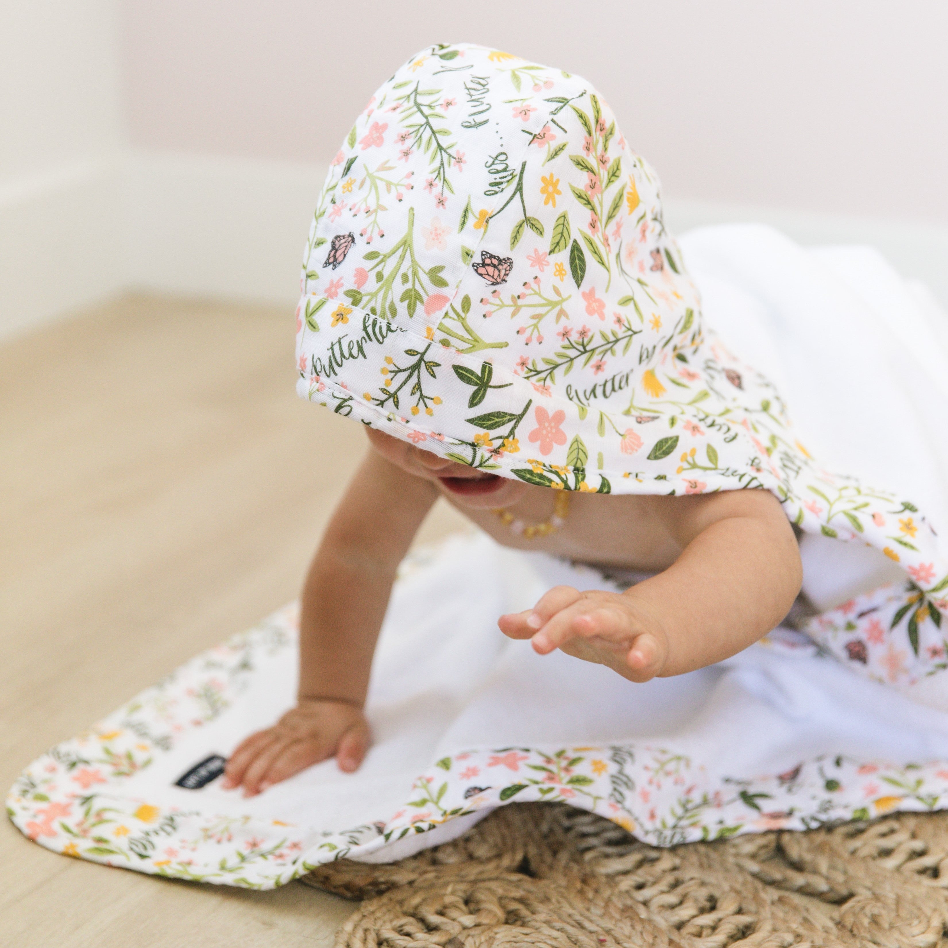 Flutterby Baby Hooded Towel Hooded Baby Towel Bebe au Lait   