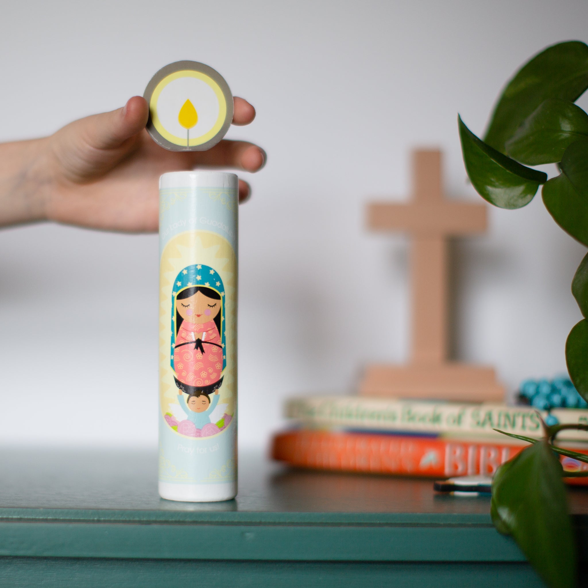 Our Lady of Guadalupe Wooden Prayer Candle