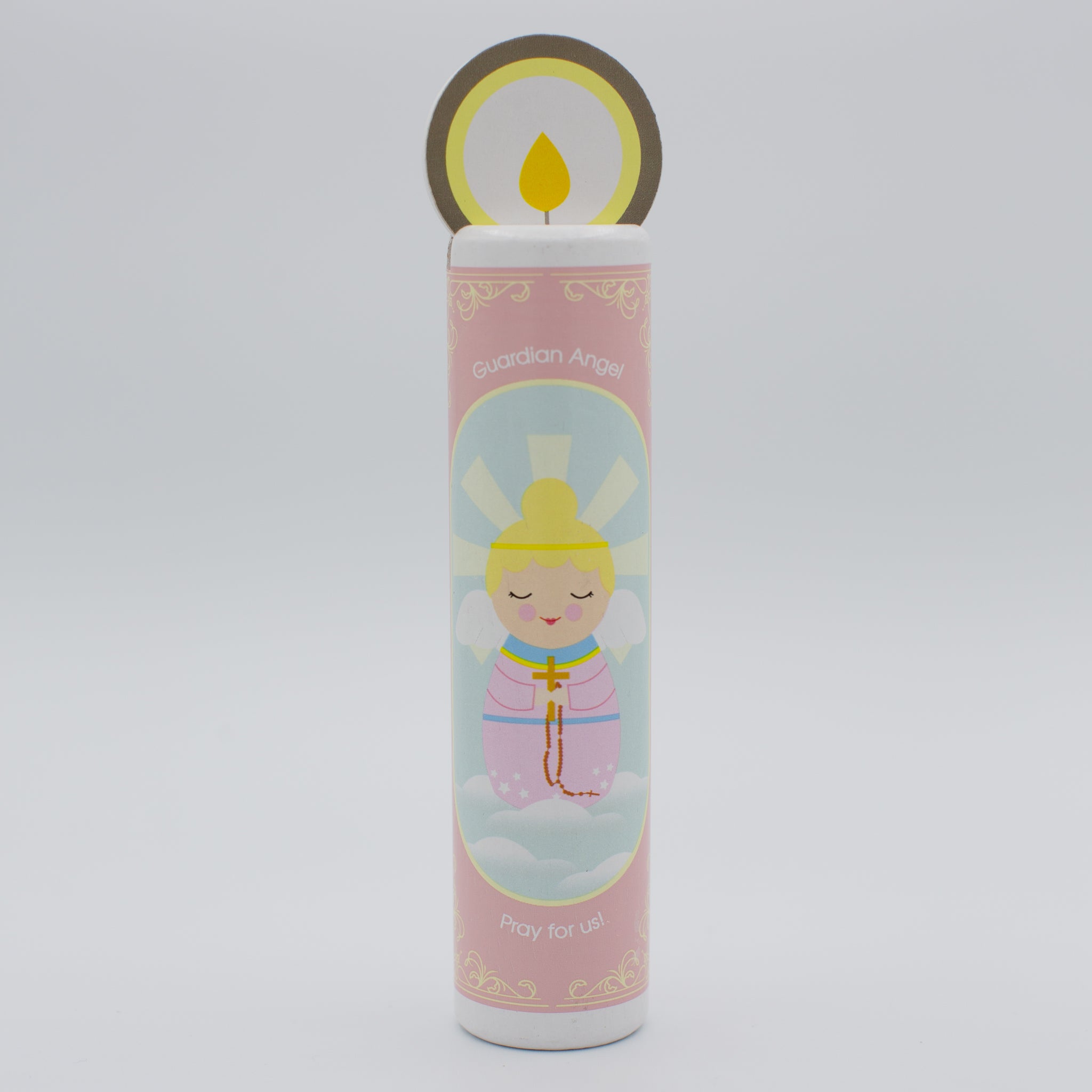 Guardian Angel Wooden Prayer Candle