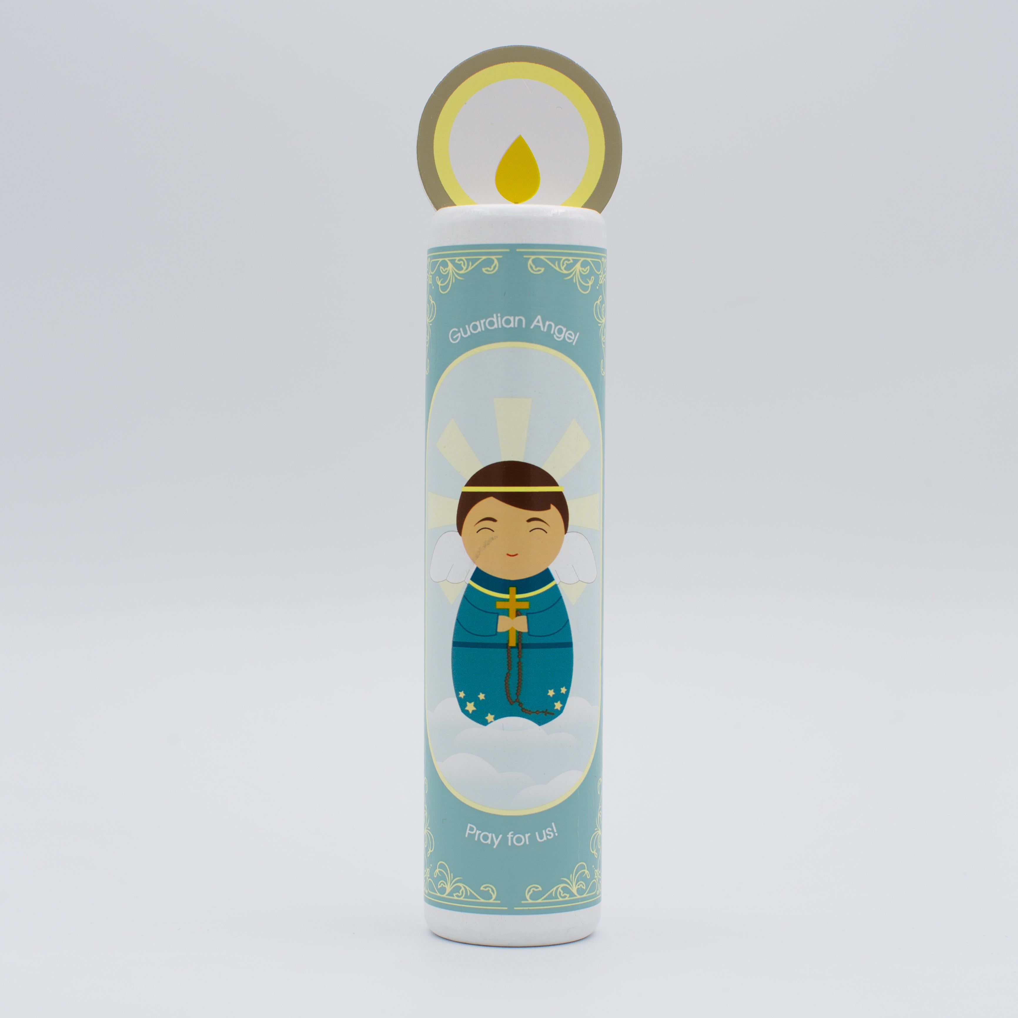 Guardian Angel (boy) Wooden Prayer Candle