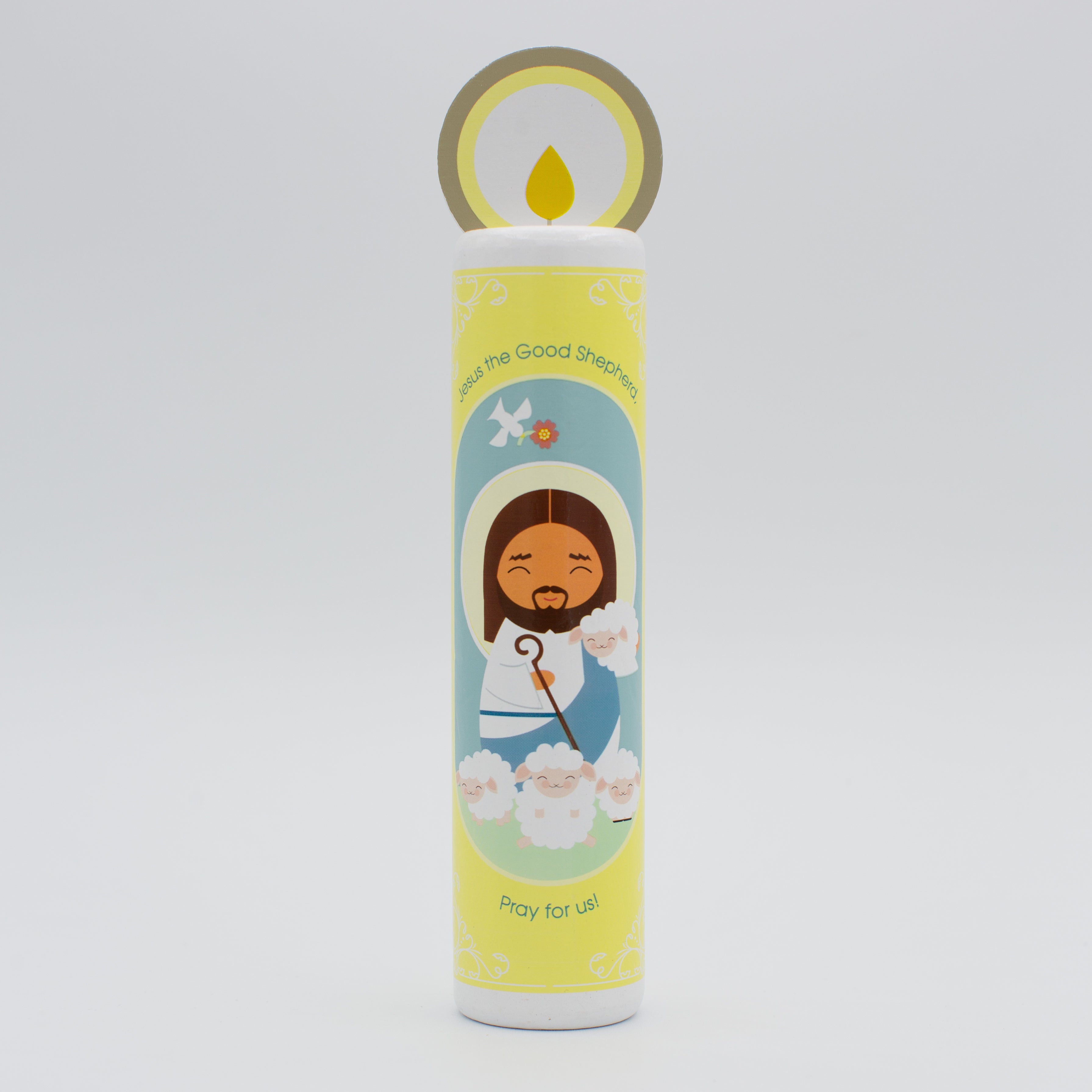 Jesus Christ, the Good Shepherd (The Our Father) Wooden Prayer Candle