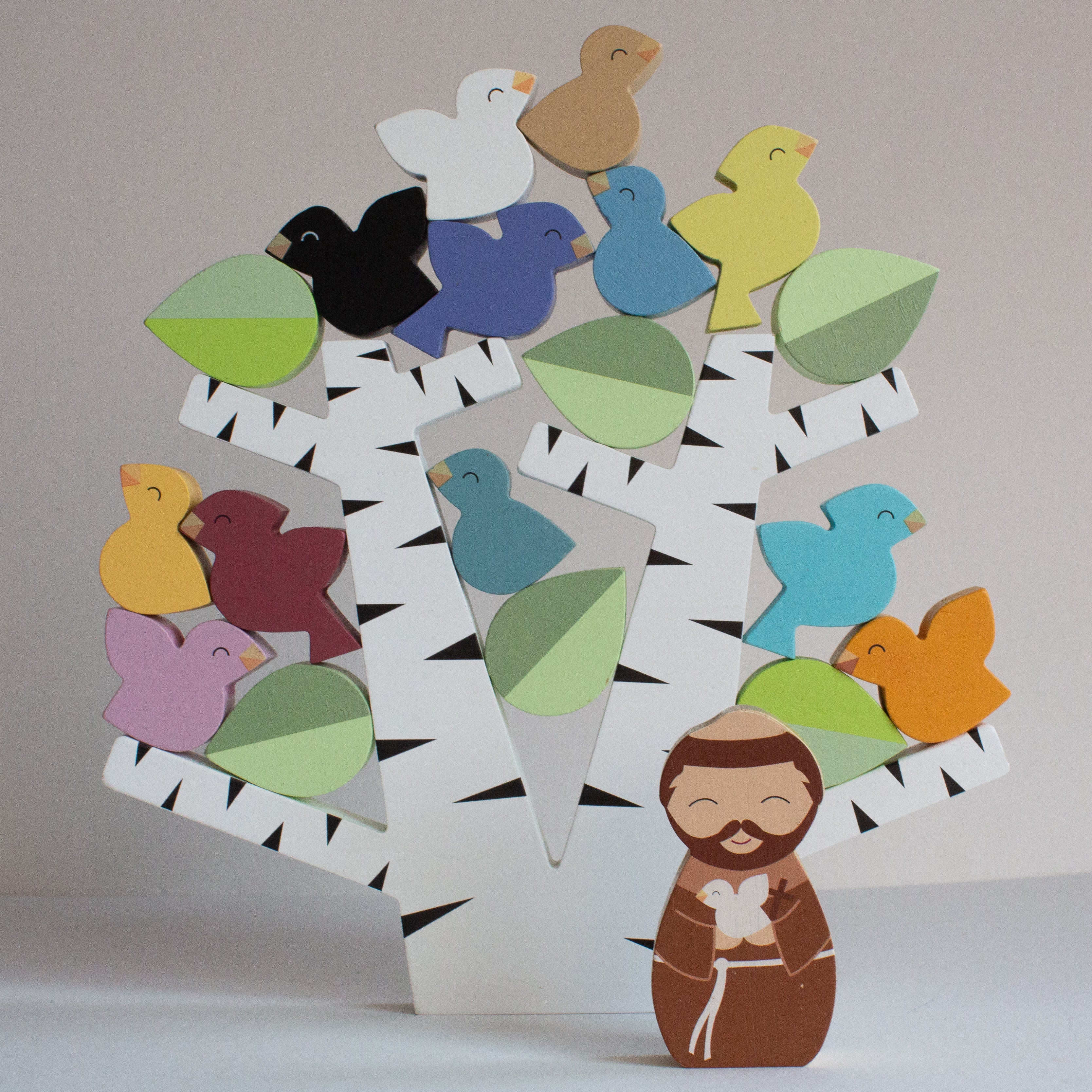 St. Francis Preaches to the Birds Wooden Stacking Toy - No Box