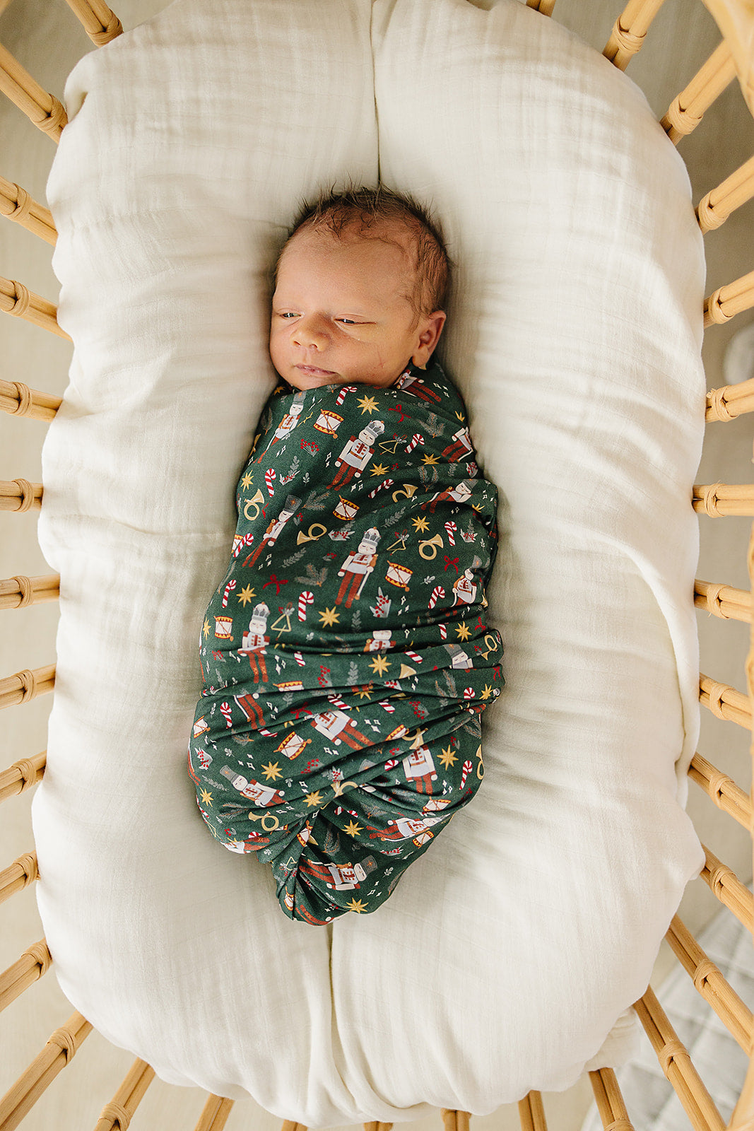 Green Nutcracker Stretch Swaddle  Mebie Baby   