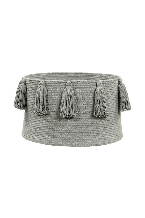 BASKET TASSELS LIGHT GREY  Little Wonder & Co   