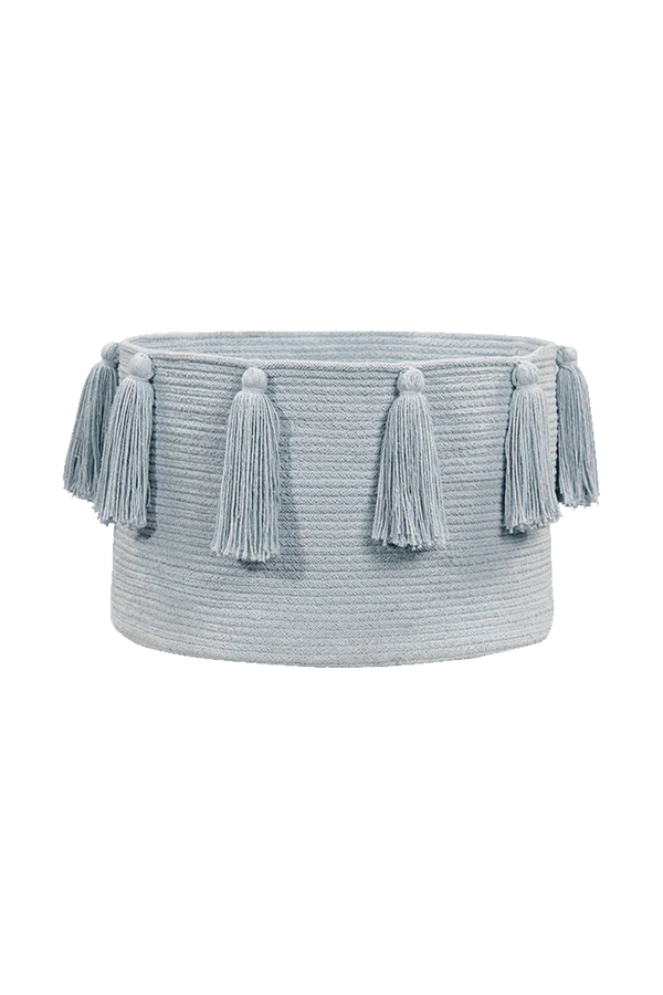 BASKET TASSELS SOFT BLUE  Little Wonder & Co   