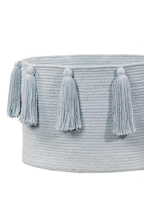 BASKET TASSELS SOFT BLUE  Little Wonder & Co   