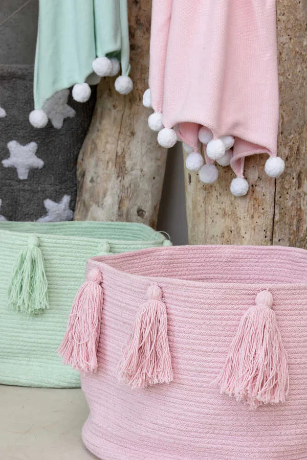 BASKET TASSELS SOFT MINT  Little Wonder & Co   