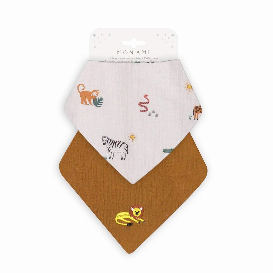 Animaux de Safari 2 Pk Bib Set Nursing & Feeding MON AMI   