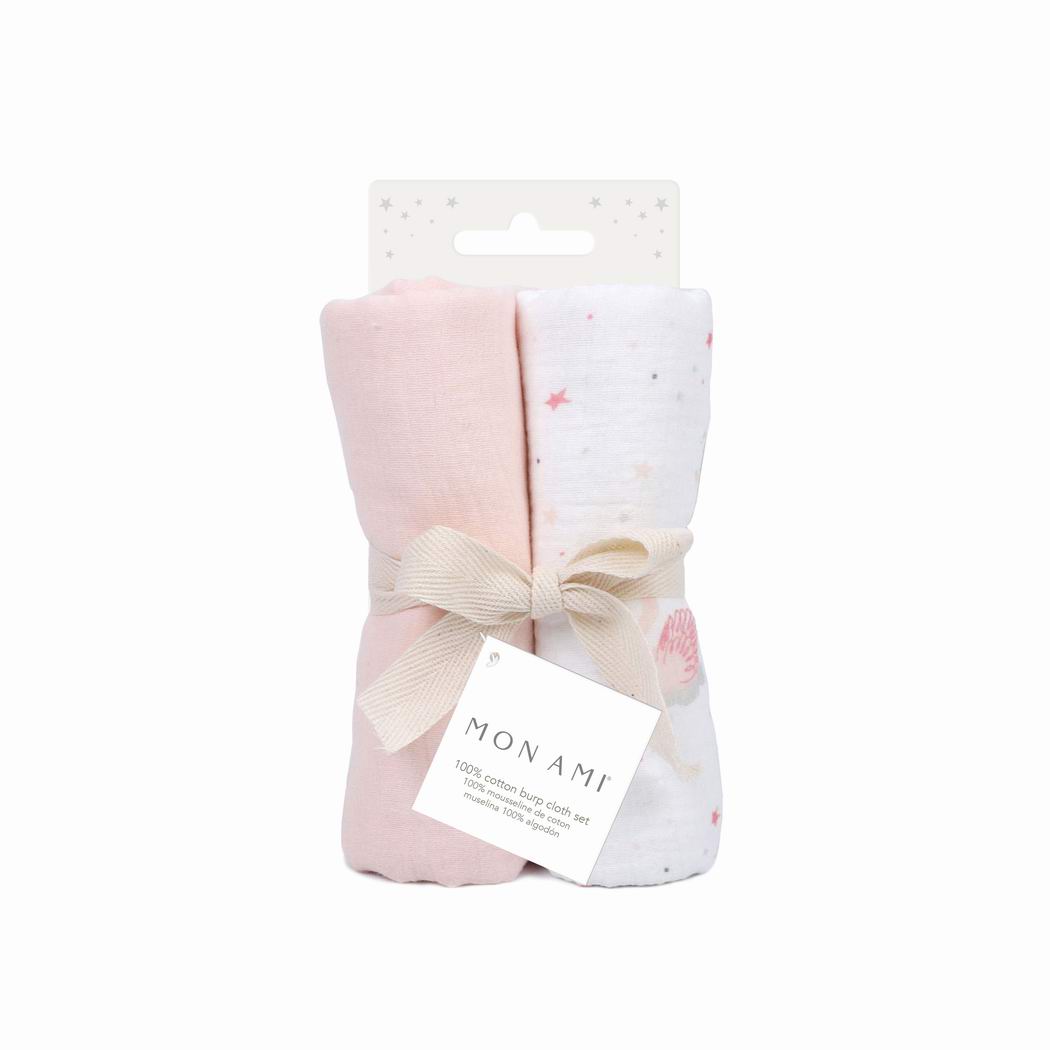 French Swan 2 Pk Burp Cloth Set Nursing & Feeding MON AMI   