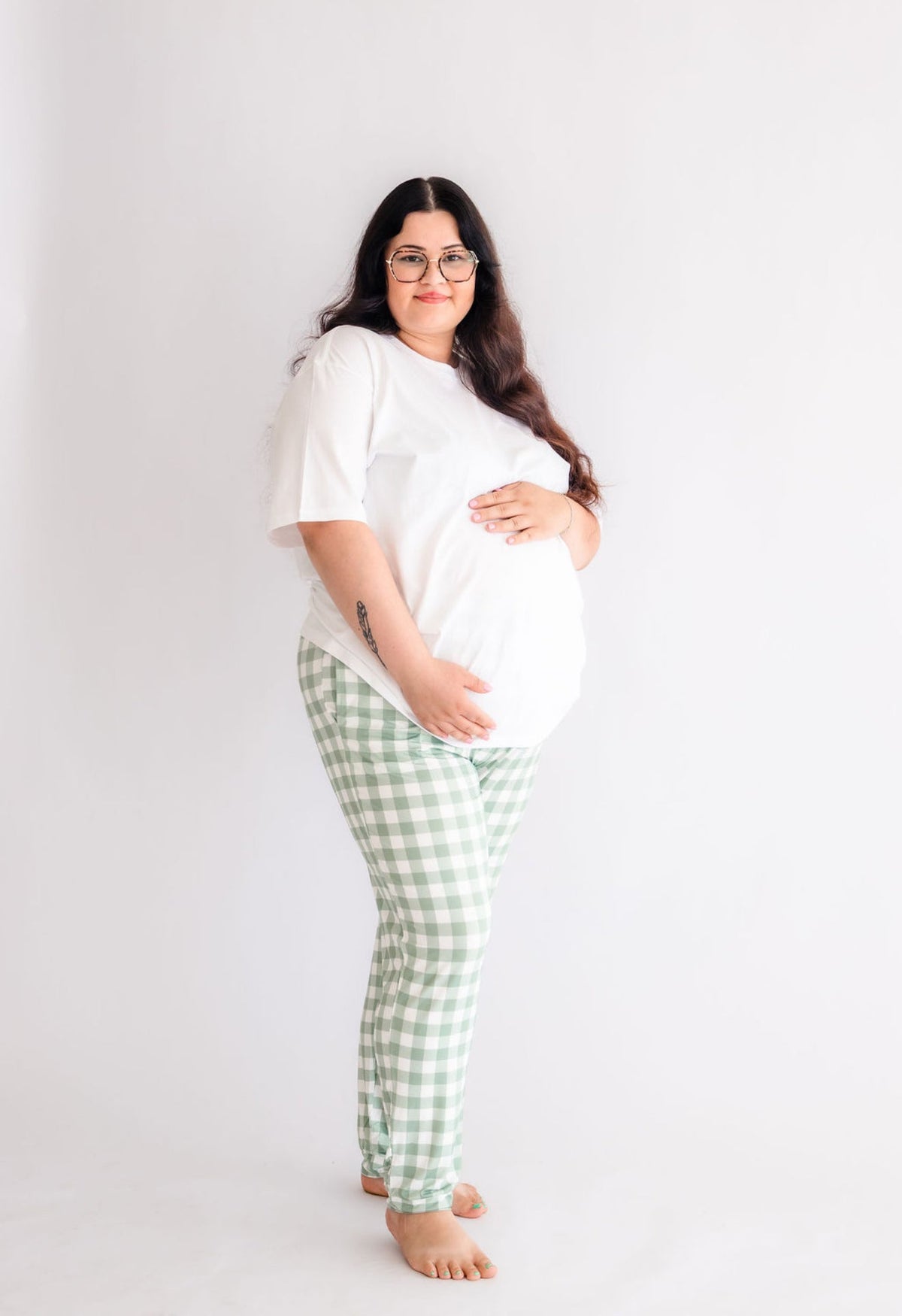 Jade Gingham Adult Joggers