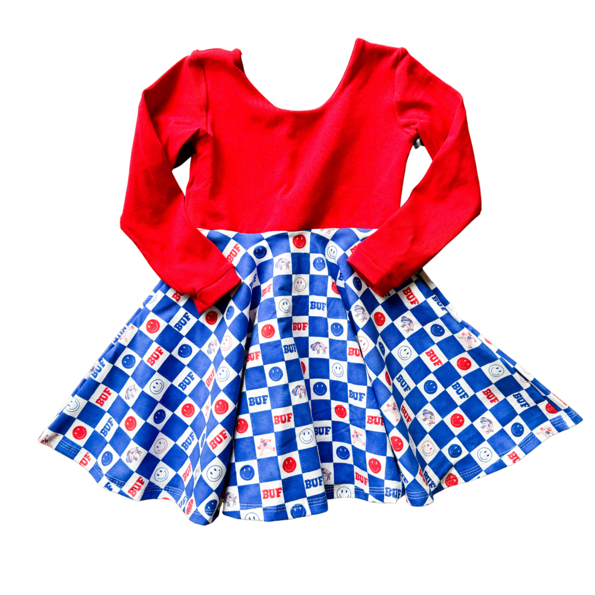 Buffalove Check Twirl Dress (Red Bodice) Dress doodle & jack   