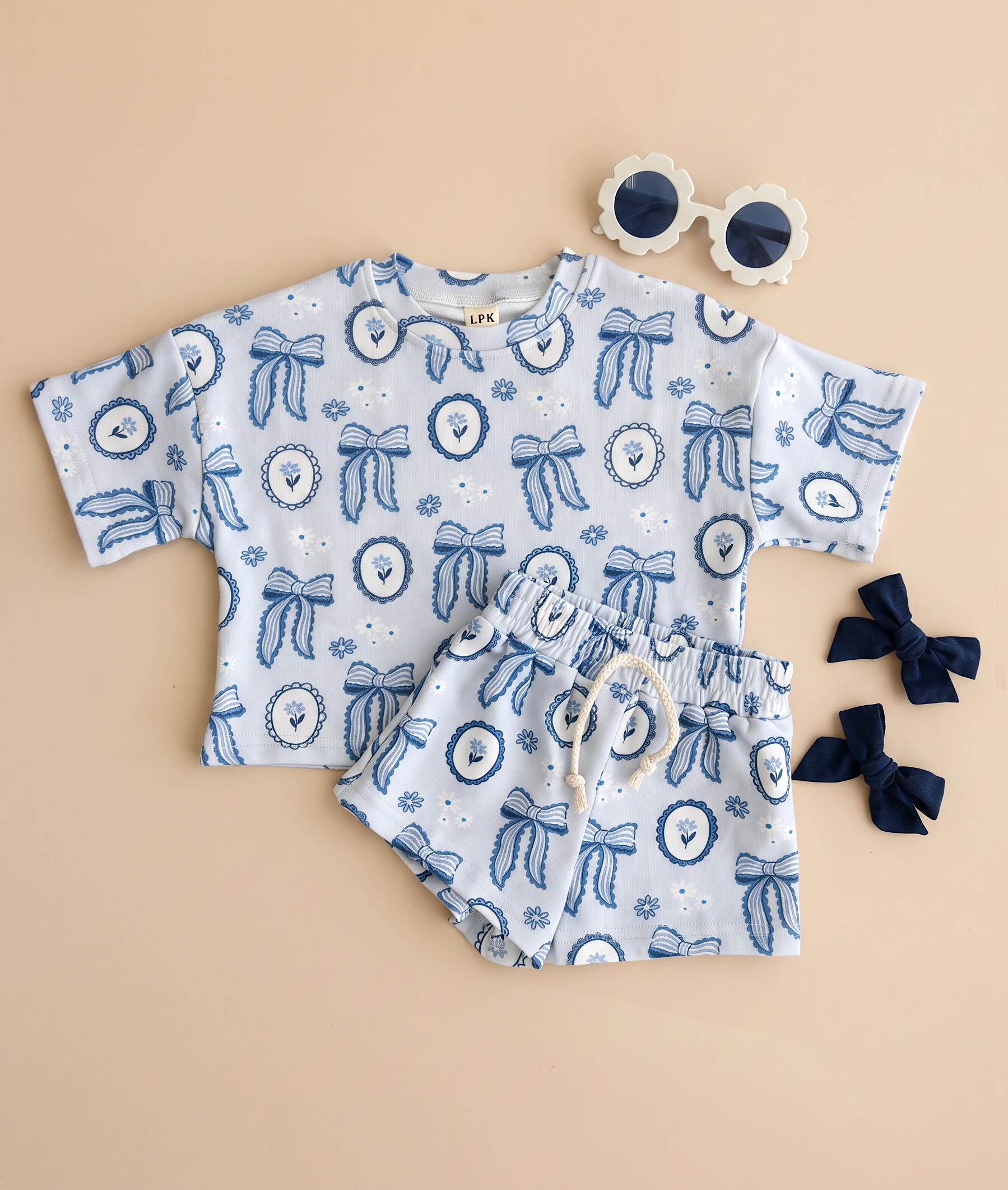Shorts Set | Blue Bow