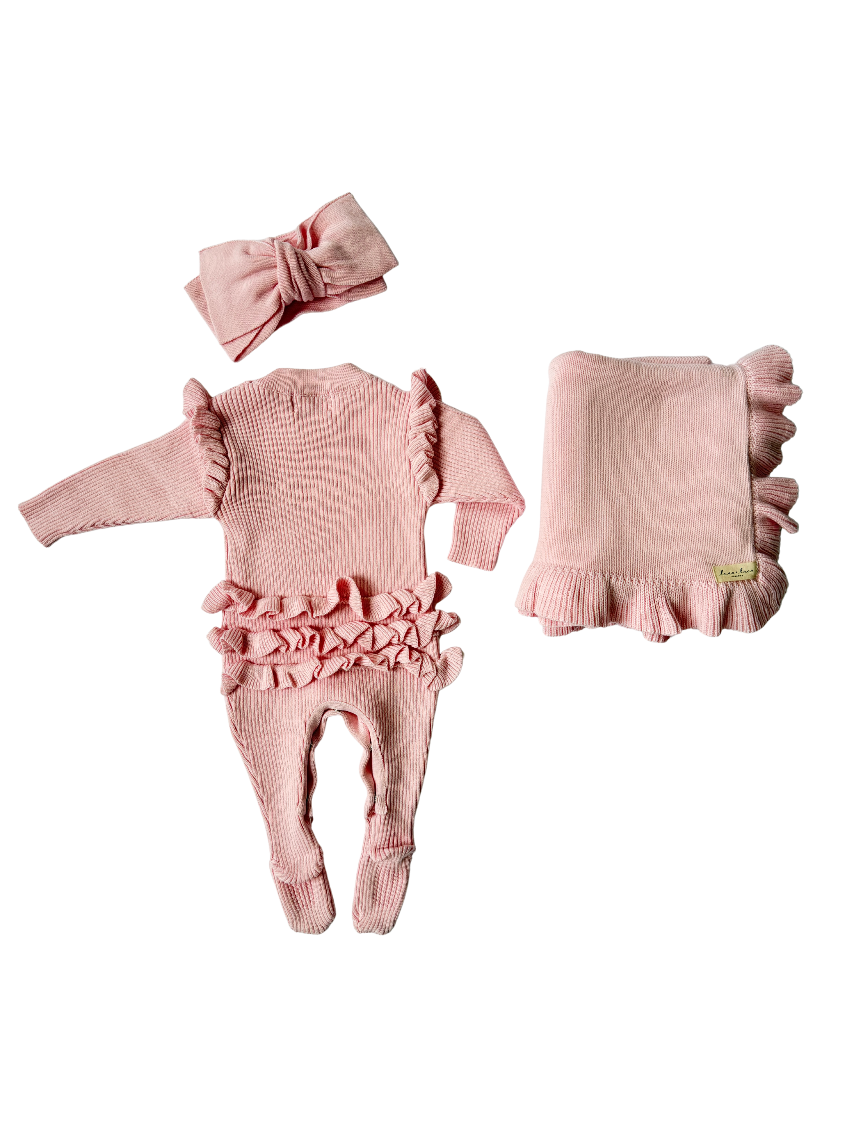 Baby Rib Ruffle Bundle - Powder Pink