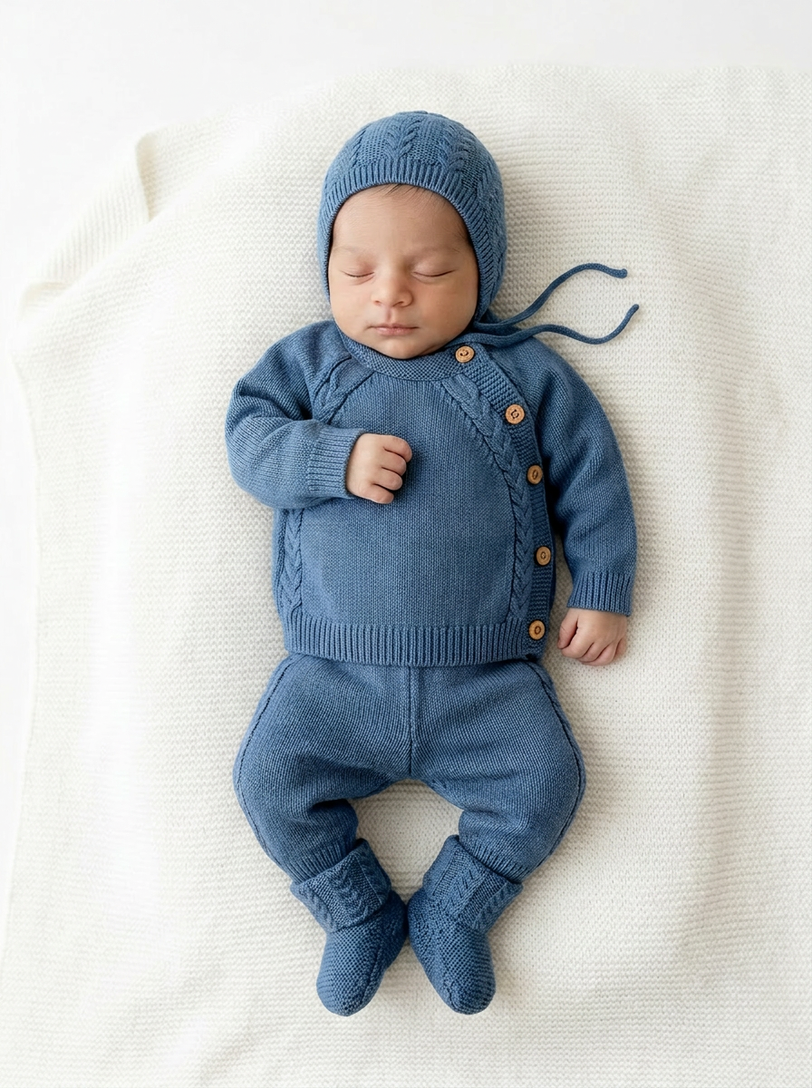 Bring Me Home Cable Knit Bundle - Denim Blue