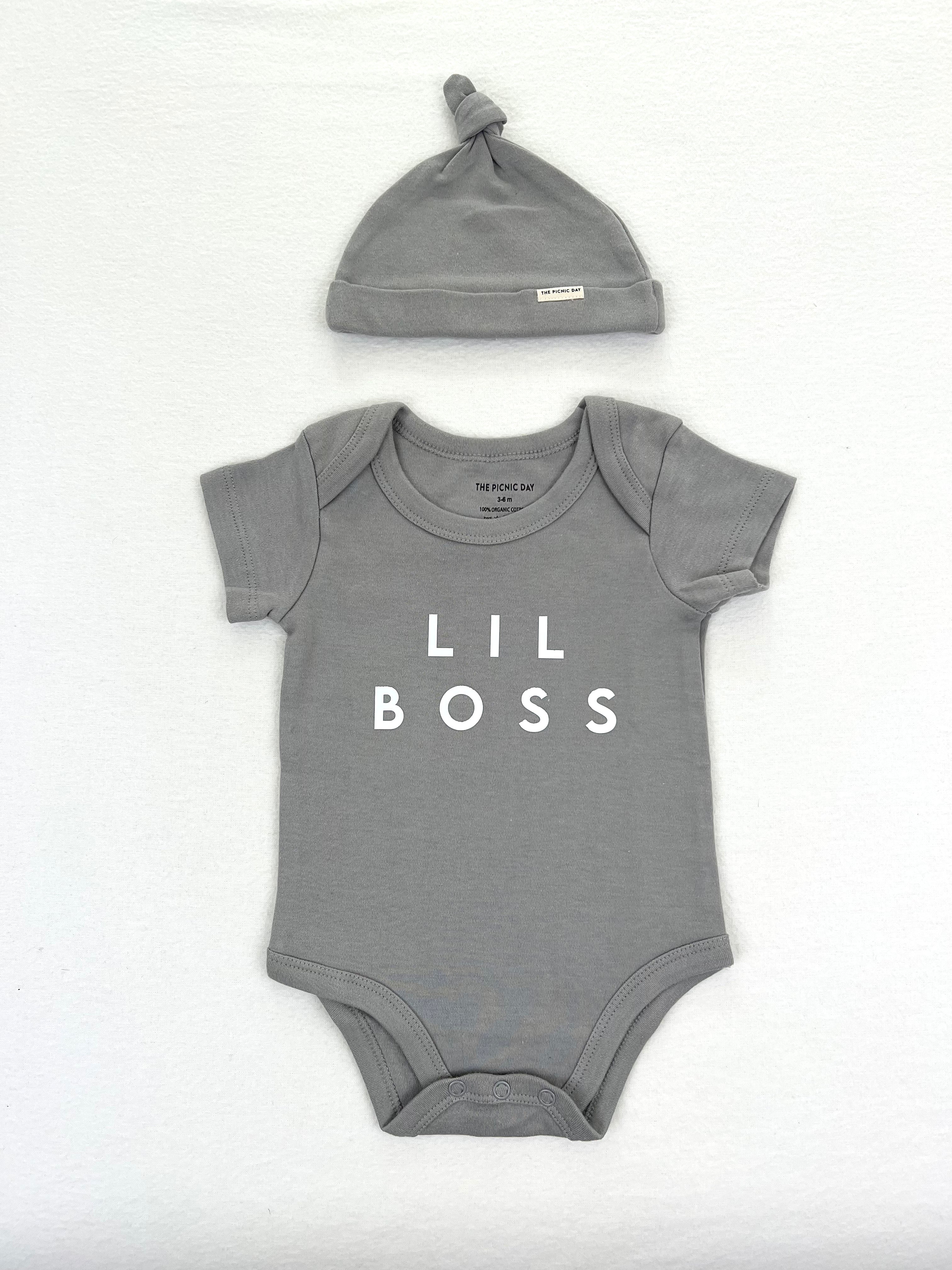 Lil Boss Organic Cotton Romper Ash Gray Baby One-Pieces The picnic day   