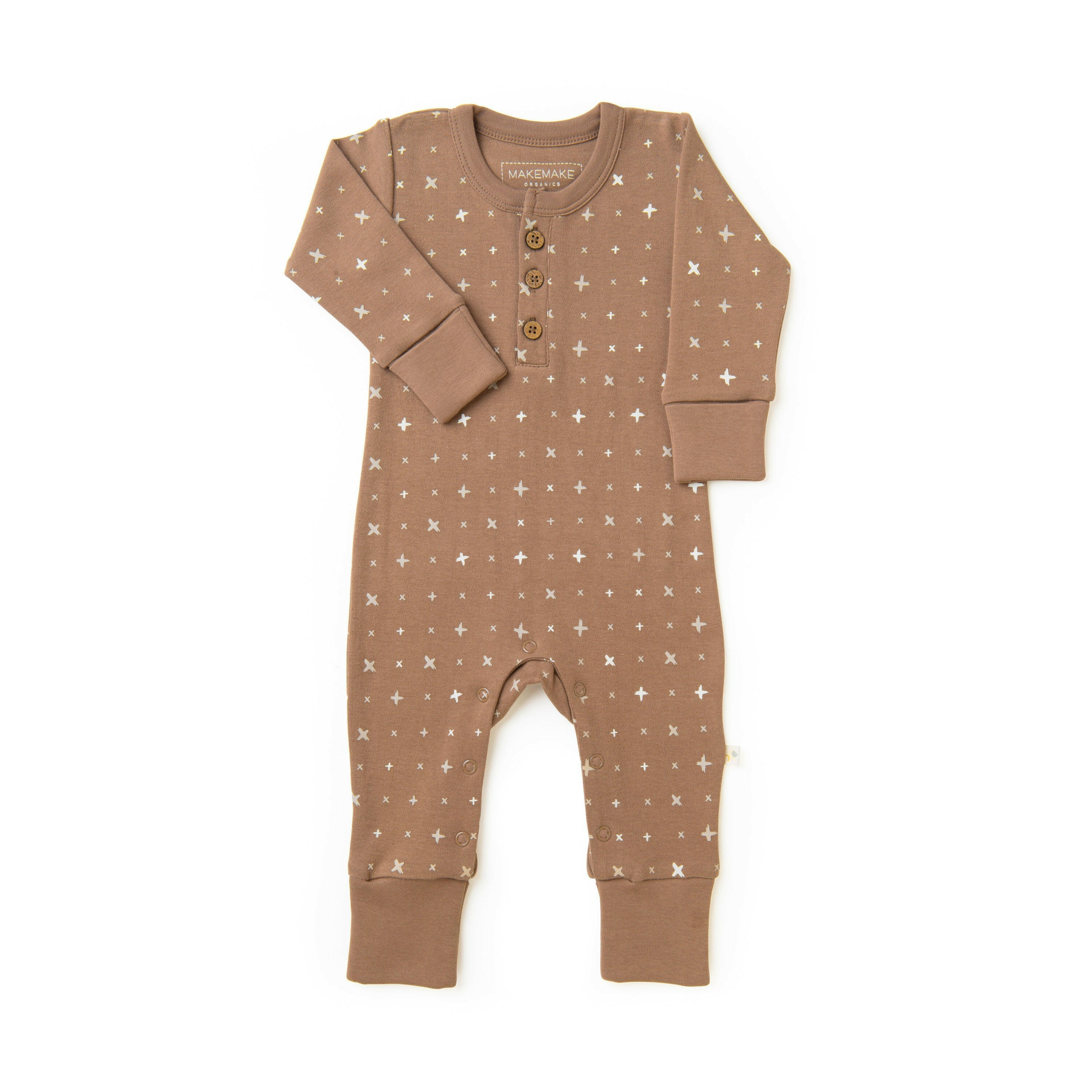 Organic Baby Buttoned Romper - Sparkle Button Romper Makemake Organics   