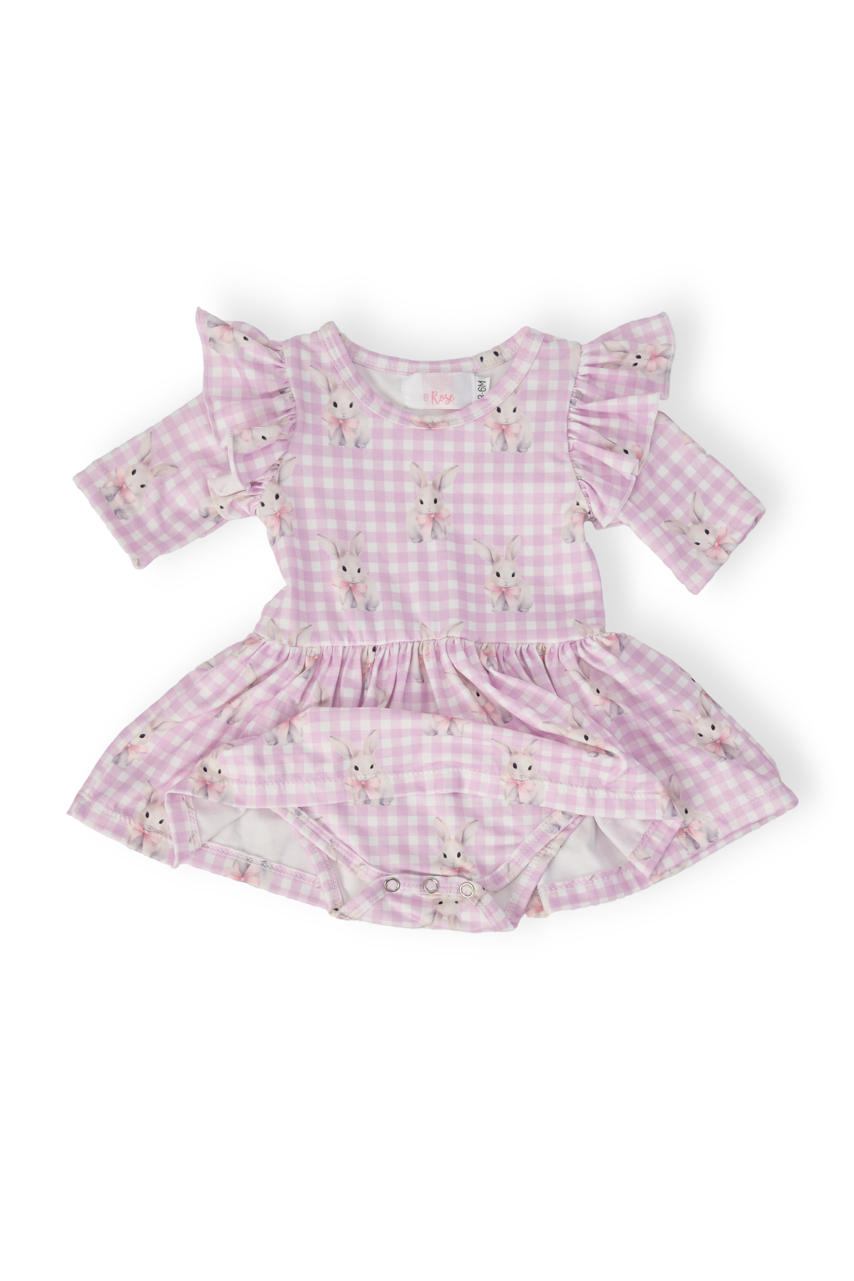 Baby Bunnies 3/4 Sleeve Flutter Twirl Bodysuit