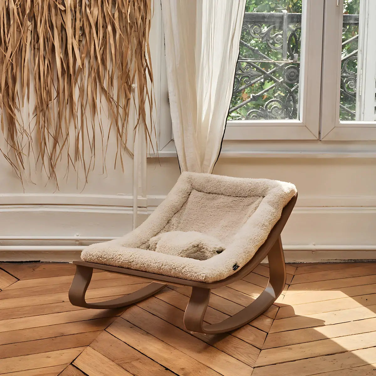 LEVO Walnut Wood Baby Rocker