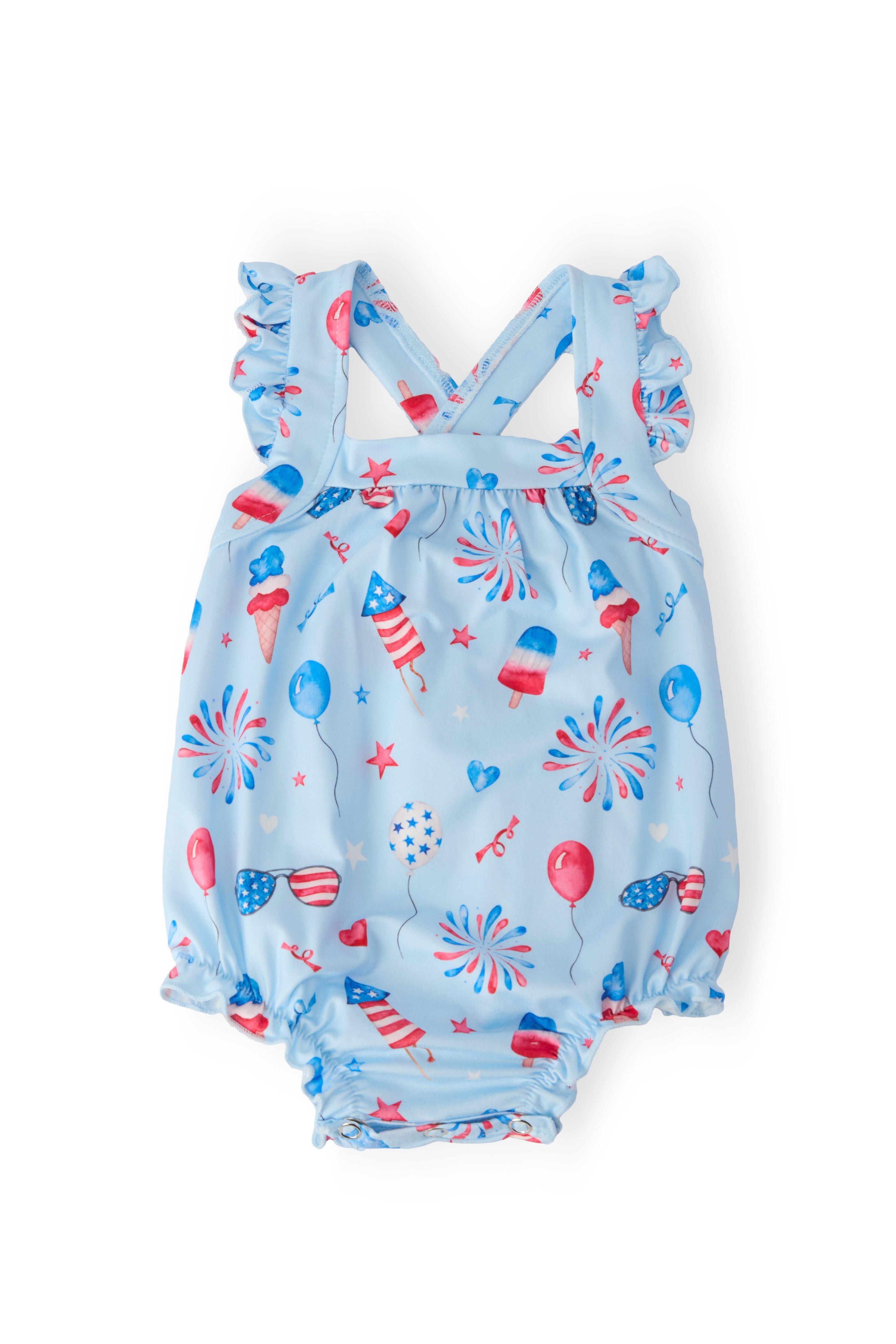 Baby You're a Firework Ruffle Cross Back Romper