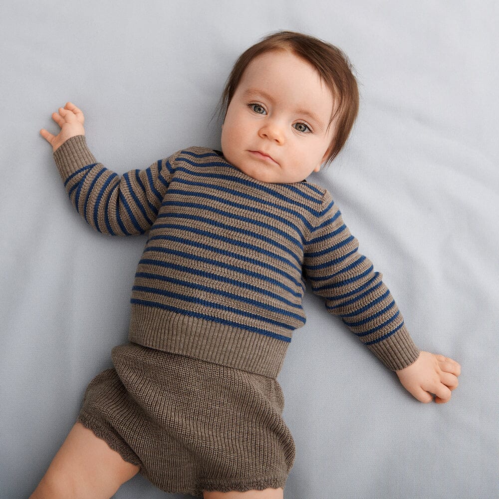 Baby Sweater - Beige Melange/Teal