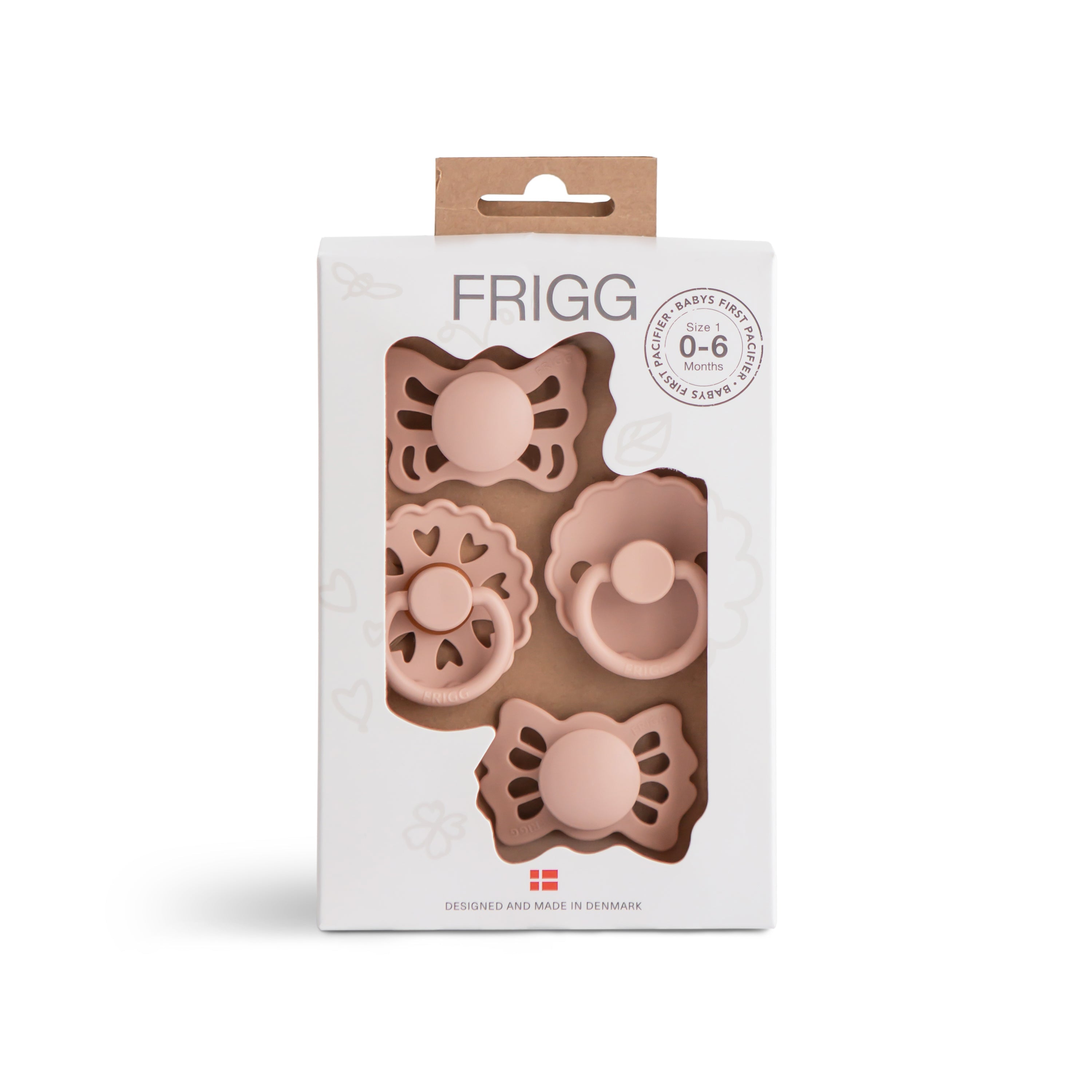 FRIGG Baby's First Pacifier Floral Heart (Blush) 4-Pack FRIGG PACIFIERS Mushie   