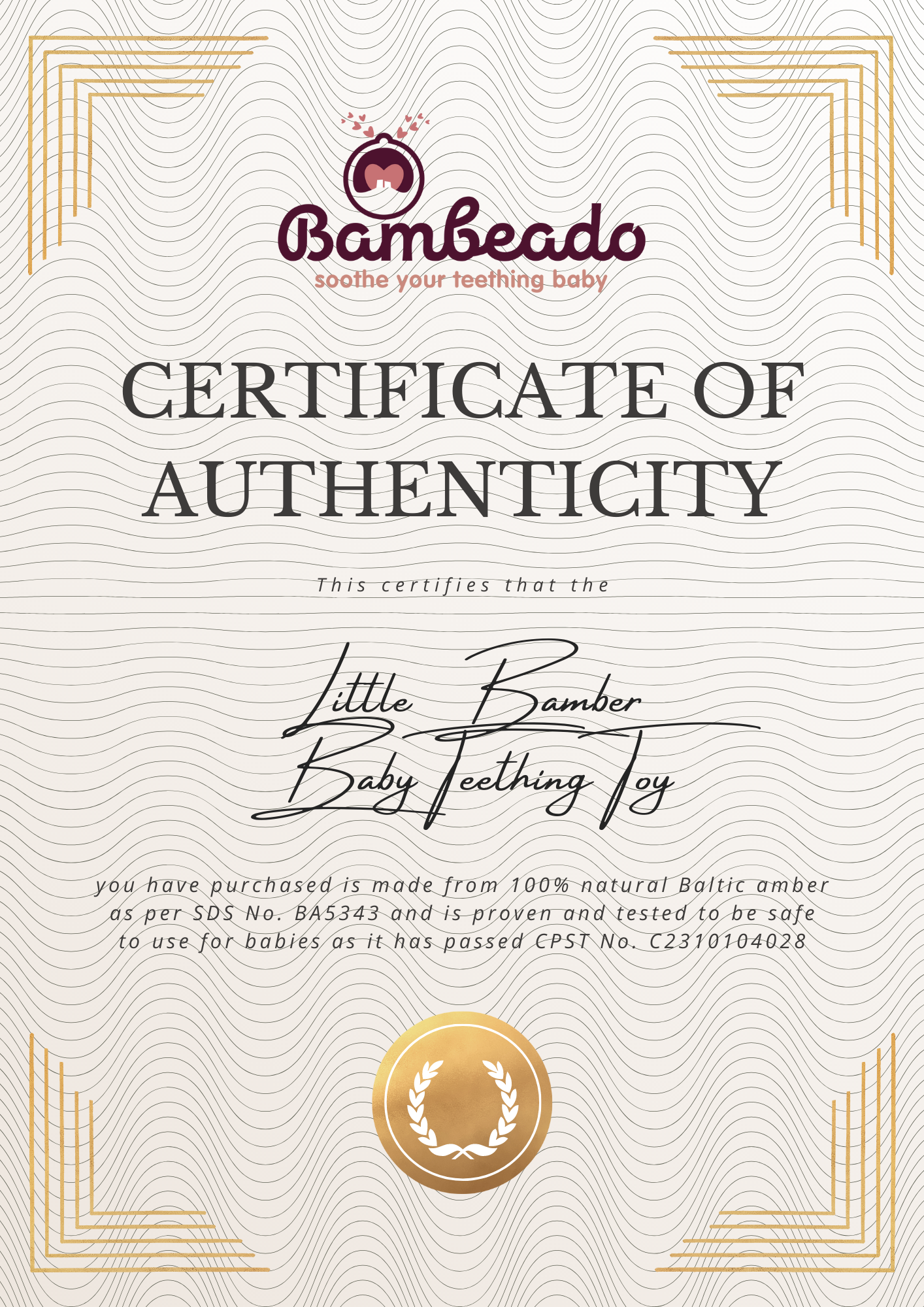 The Little Bamber - Natural Rubber & Baltic Amber Teething Toy