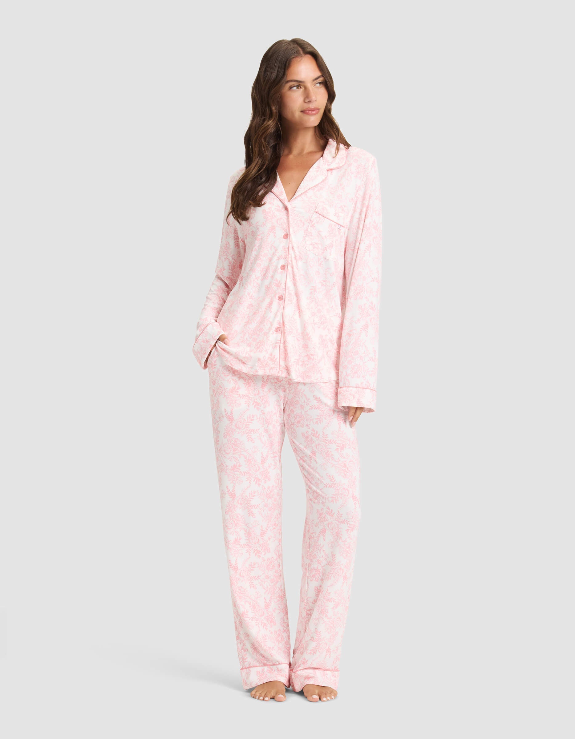Women's Bamboo Stretch-Knit Long Sleeve Pajama Set
