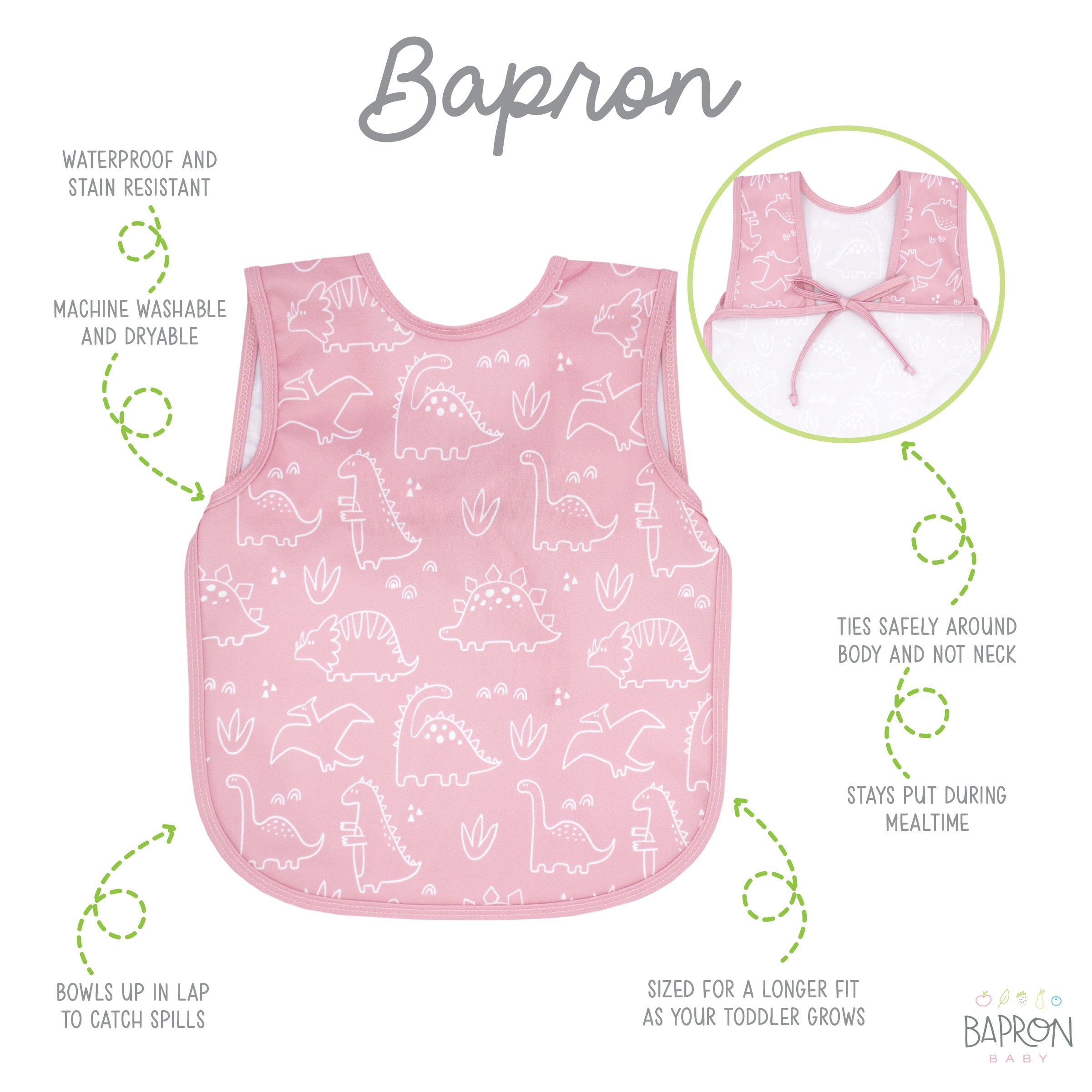 Dino Friends - Blush Bapron  BapronBaby   