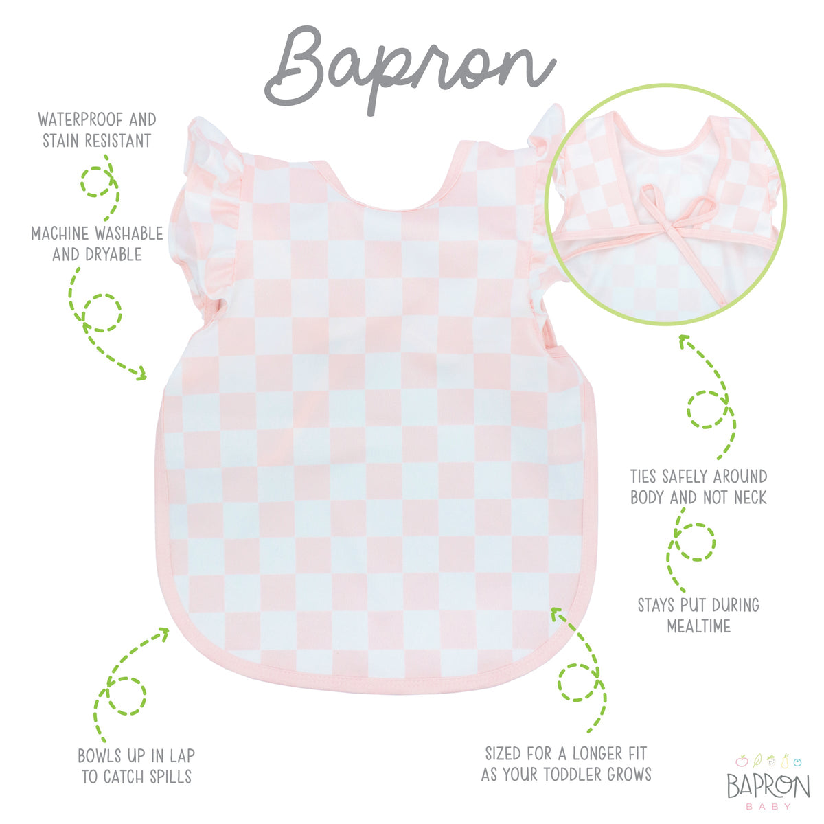 Pretty Pink Checkerboard Flutter Bapron