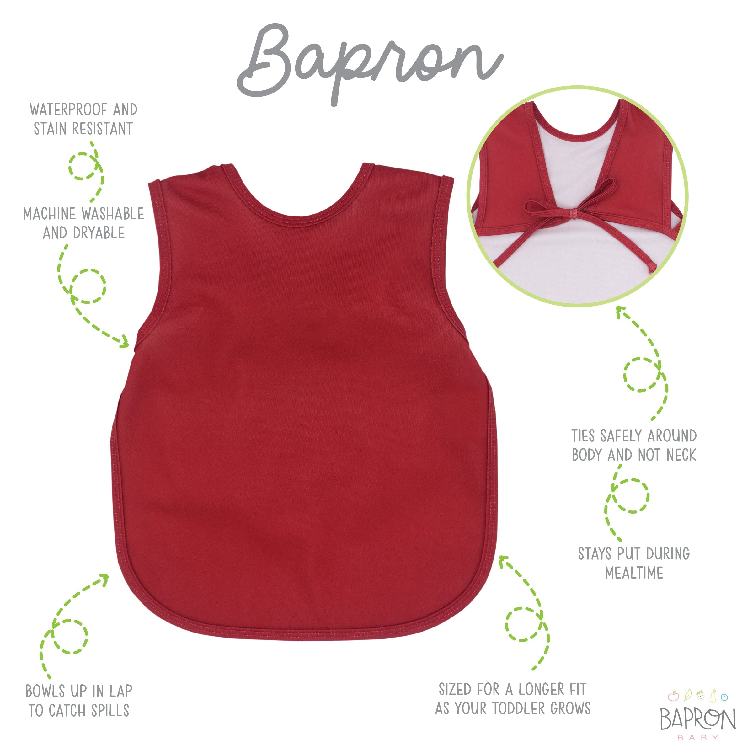 Solid Cranberry Minimalist Bapron  BapronBaby   