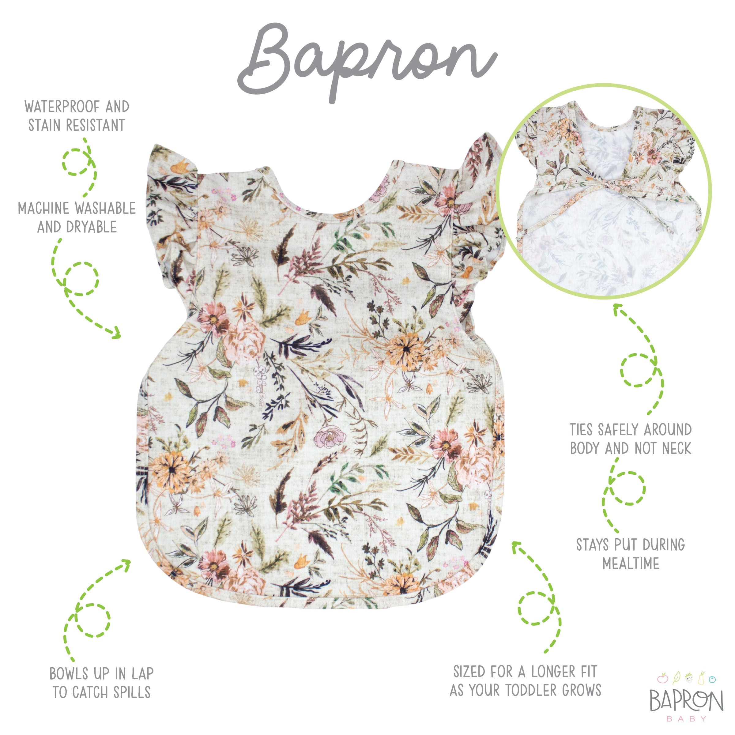 Delilah Floral Flutter Bapron  BapronBaby   