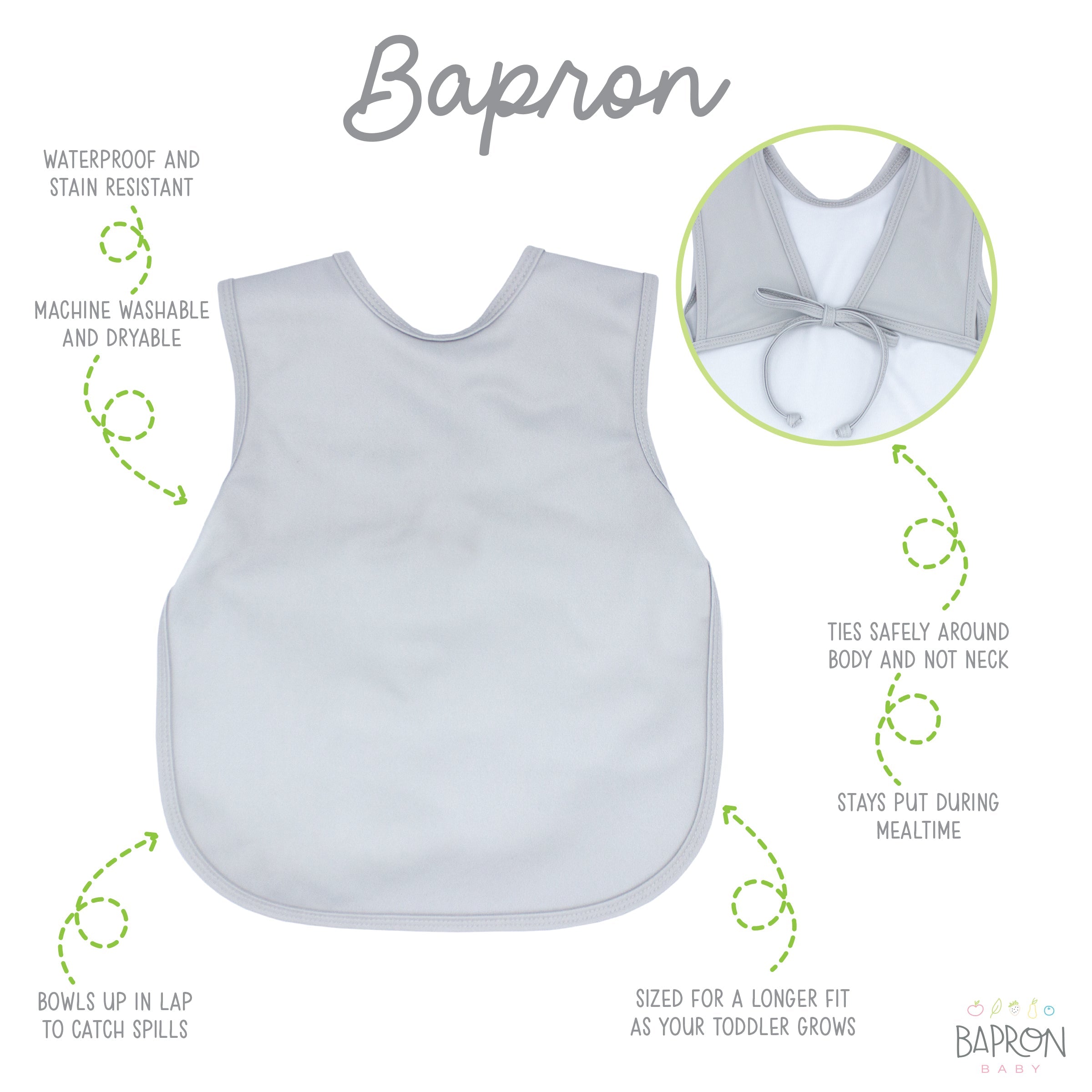 Solid Light Gray Minimalist Bapron  BapronBaby   