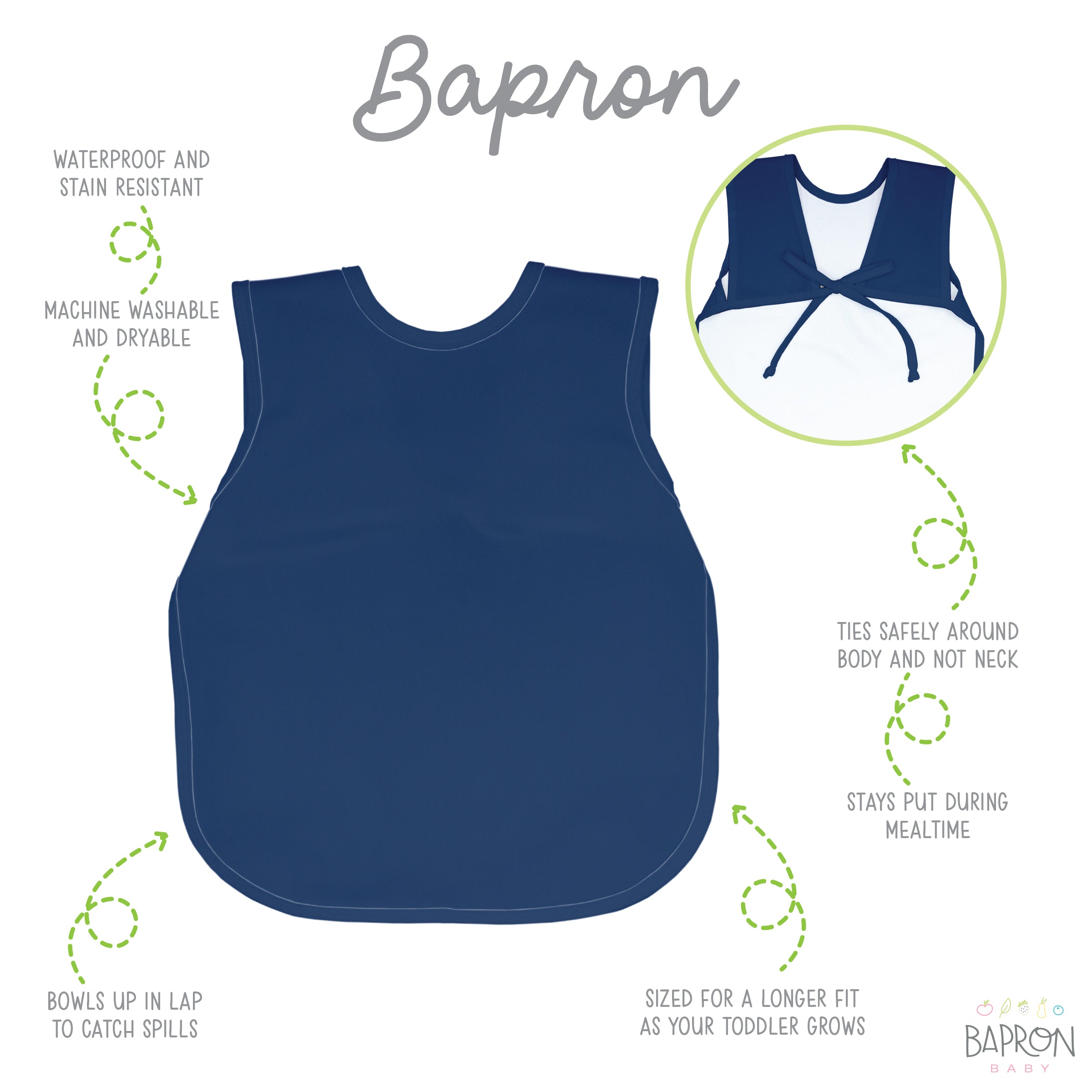 Solid Navy Minimalist Bapron  BapronBaby   