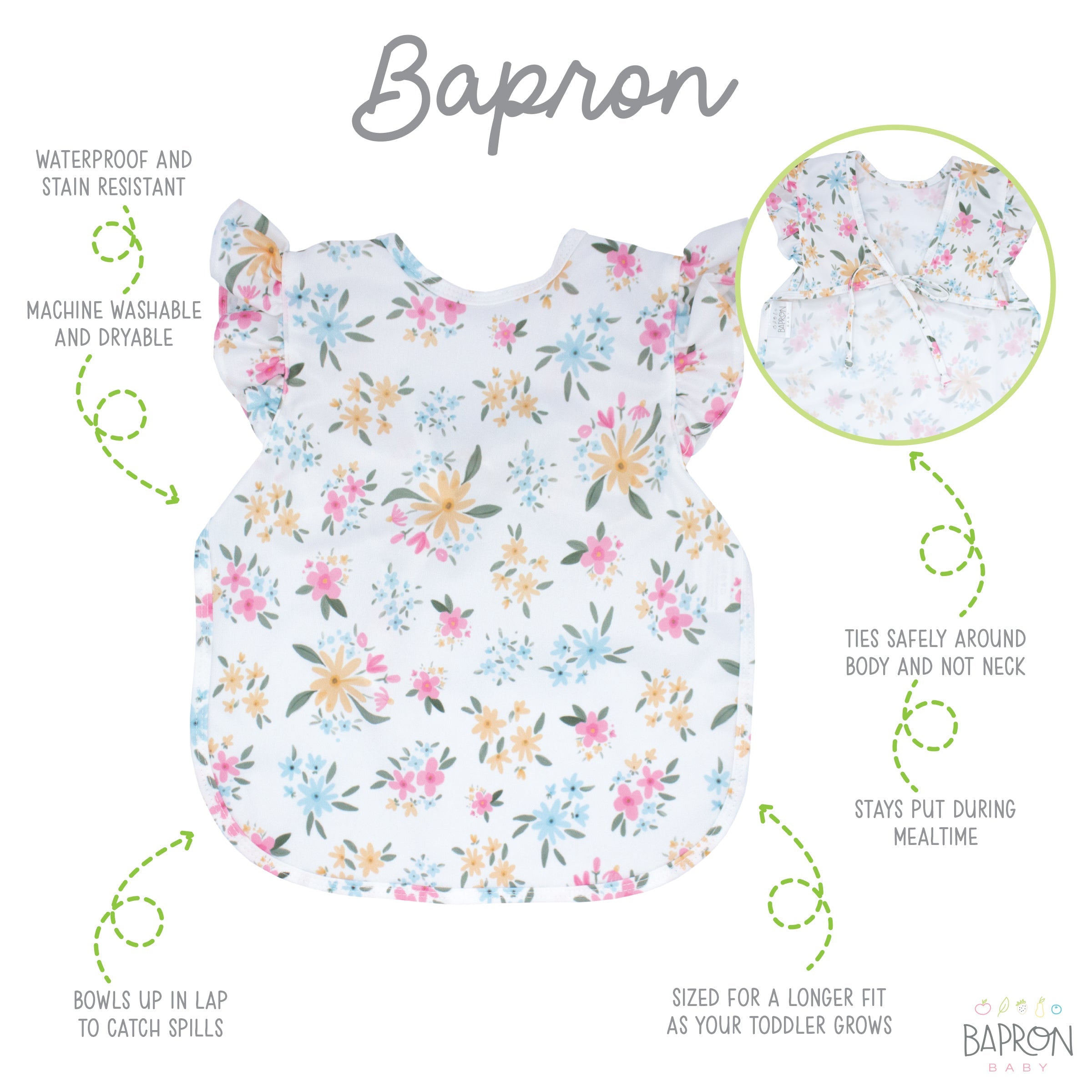 Pastel Floral Flutter Bapron  BapronBaby   