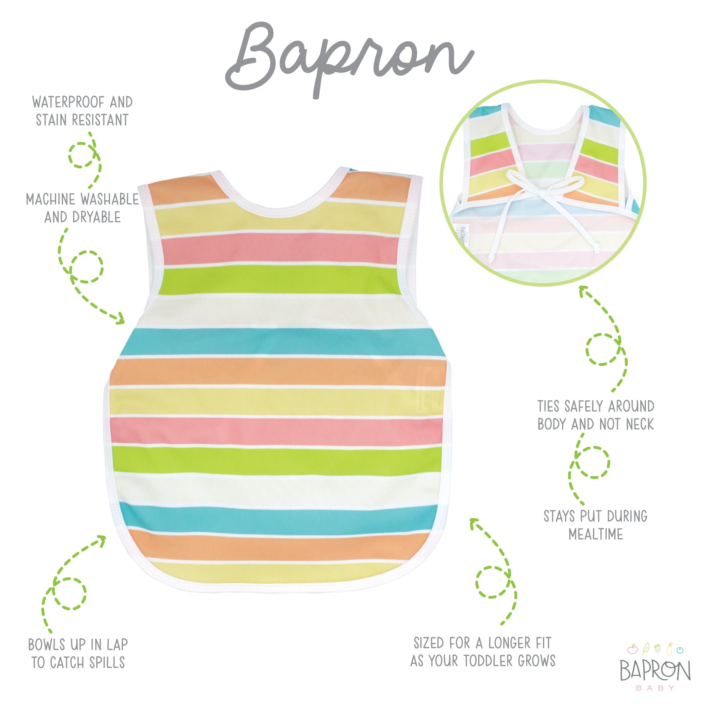 Rainbow Stripes Bapron  BapronBaby   