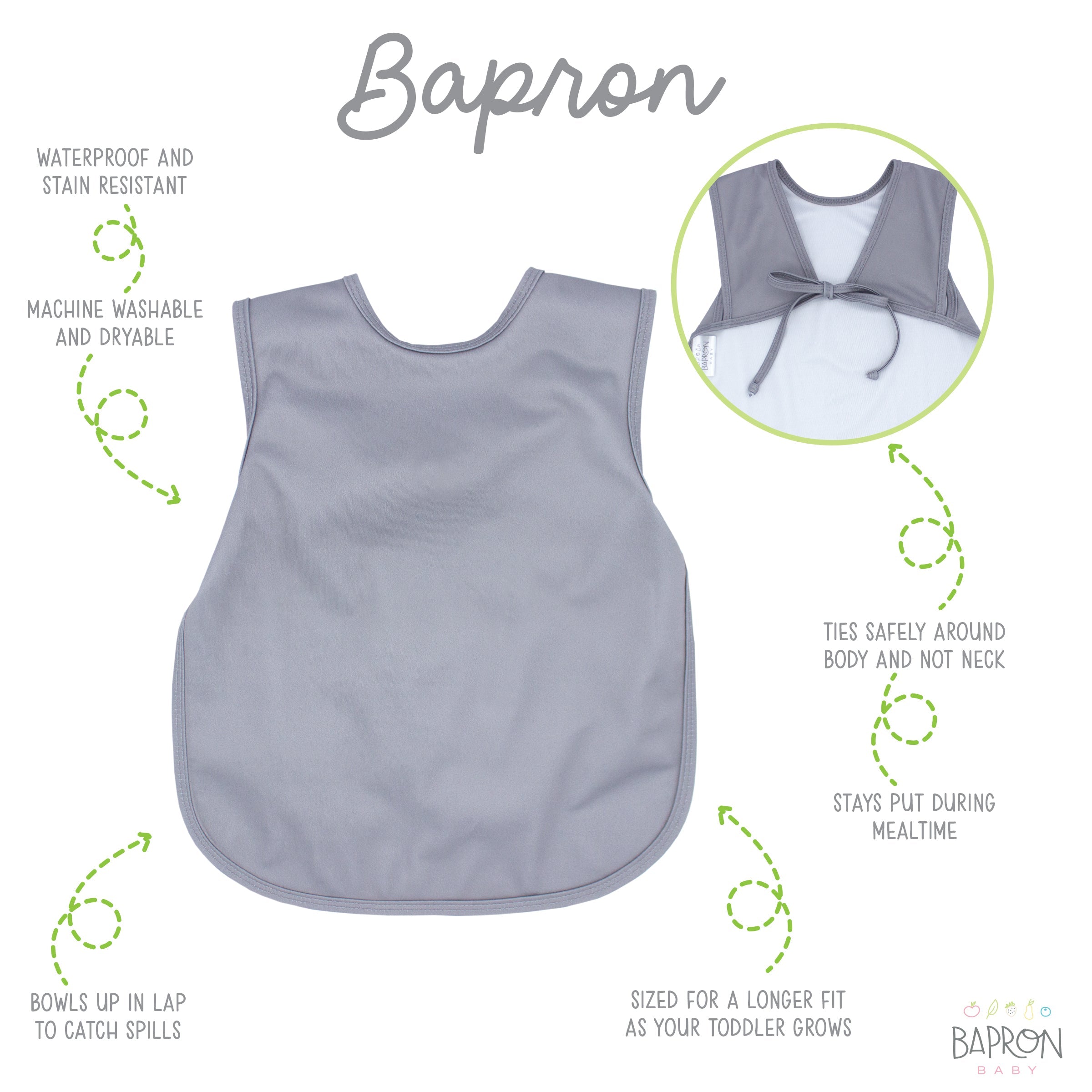 Solid Slate Minimalist Bapron  BapronBaby   