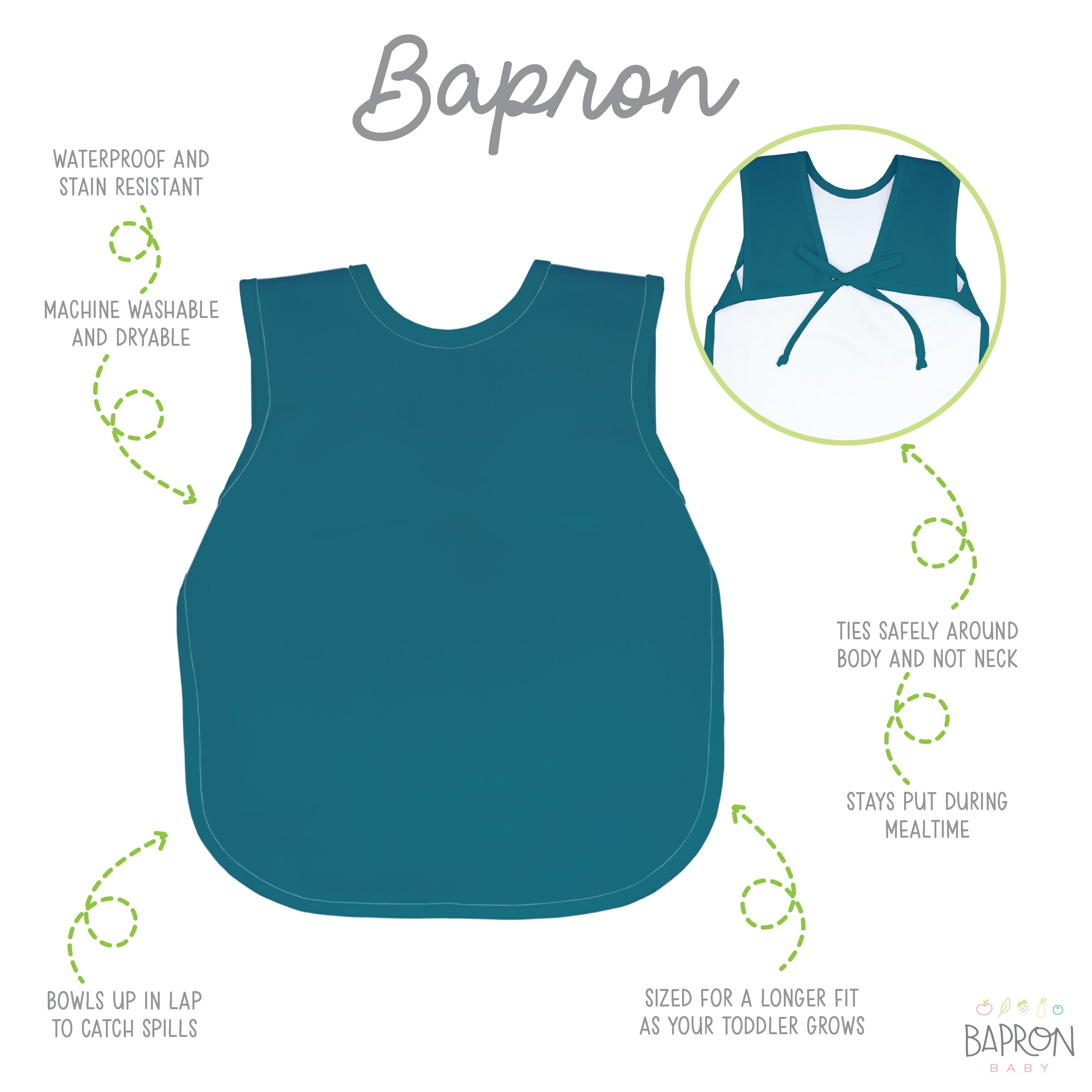 Solid Teal Minimalist Bapron  BapronBaby   